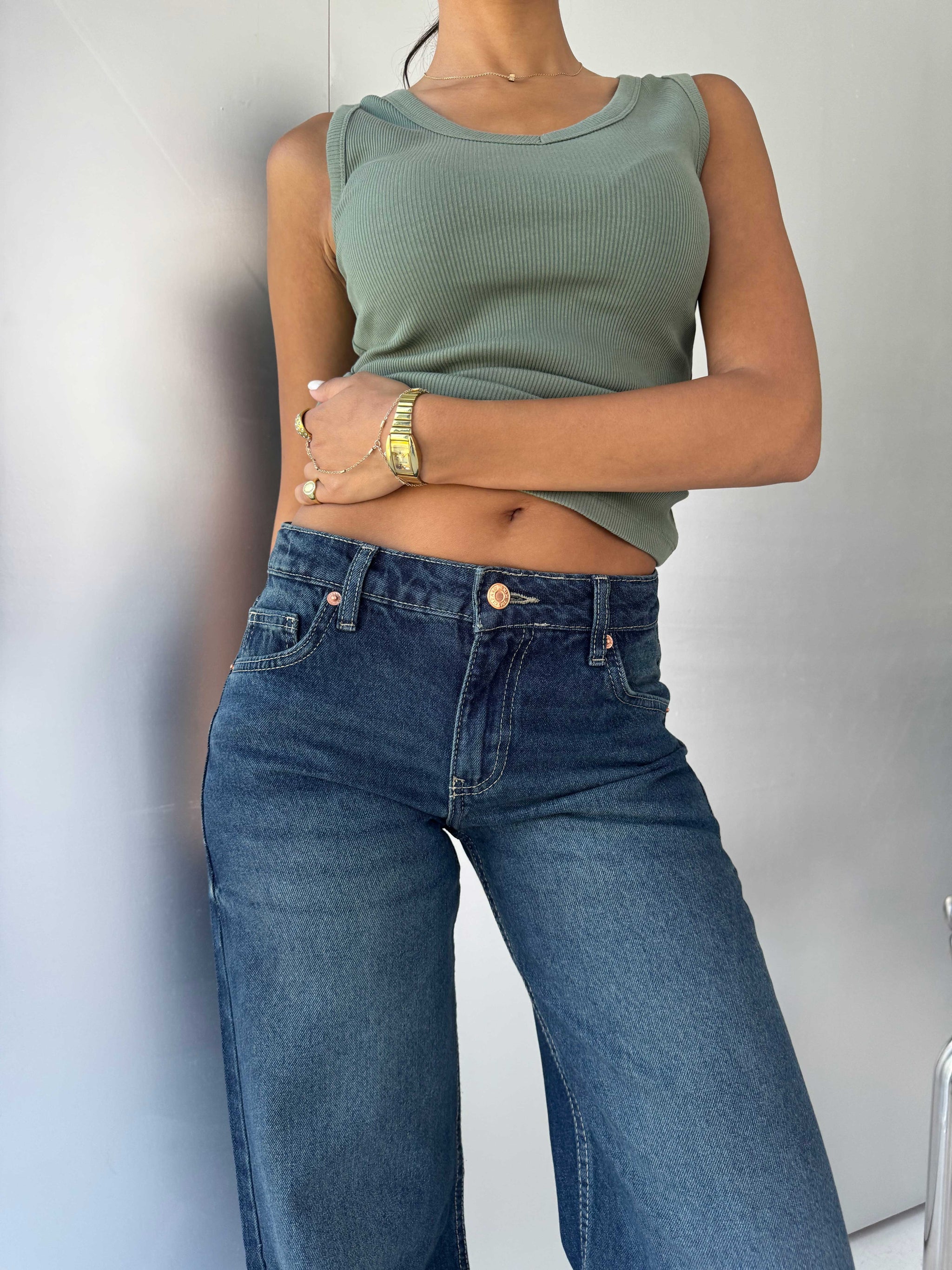 Baggy Low-Waist Deep Vintage Blue Jeans Baggy CIZARO - Cizaro Jeans