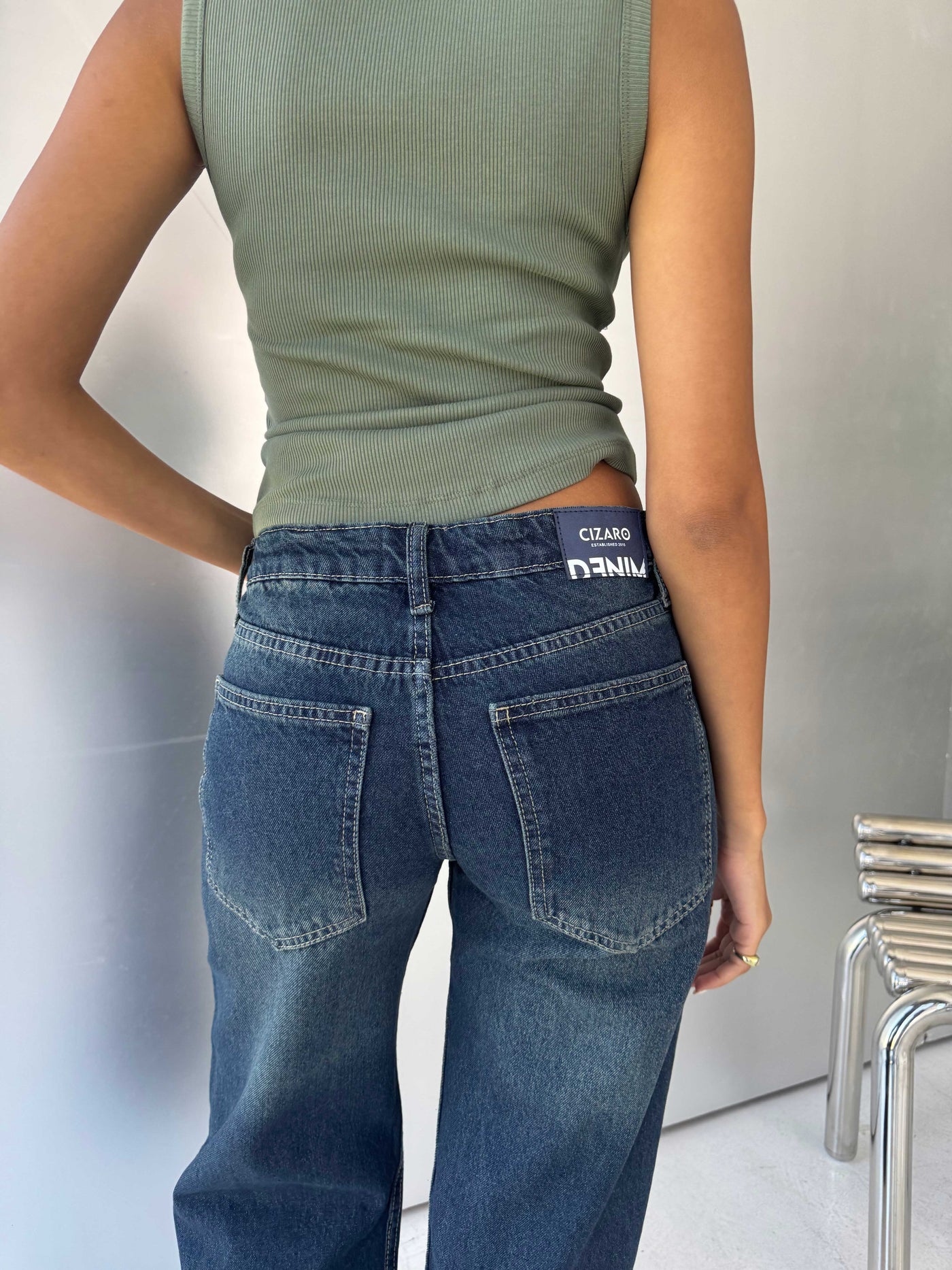 Baggy Low-Waist Deep Vintage Blue Jeans