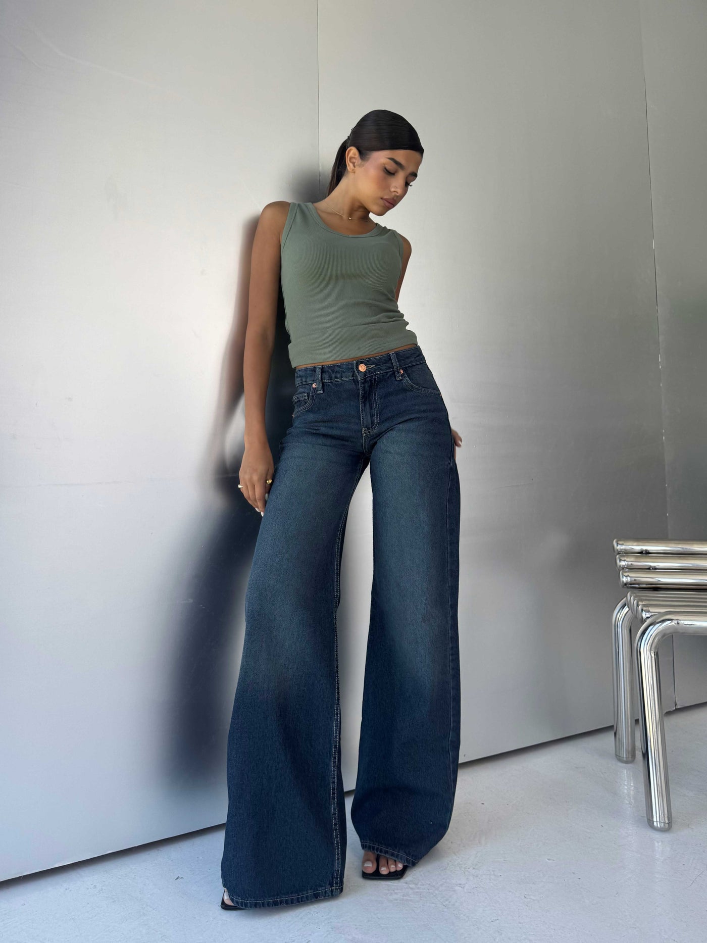 Baggy Low-Waist Deep Vintage Blue Jeans
