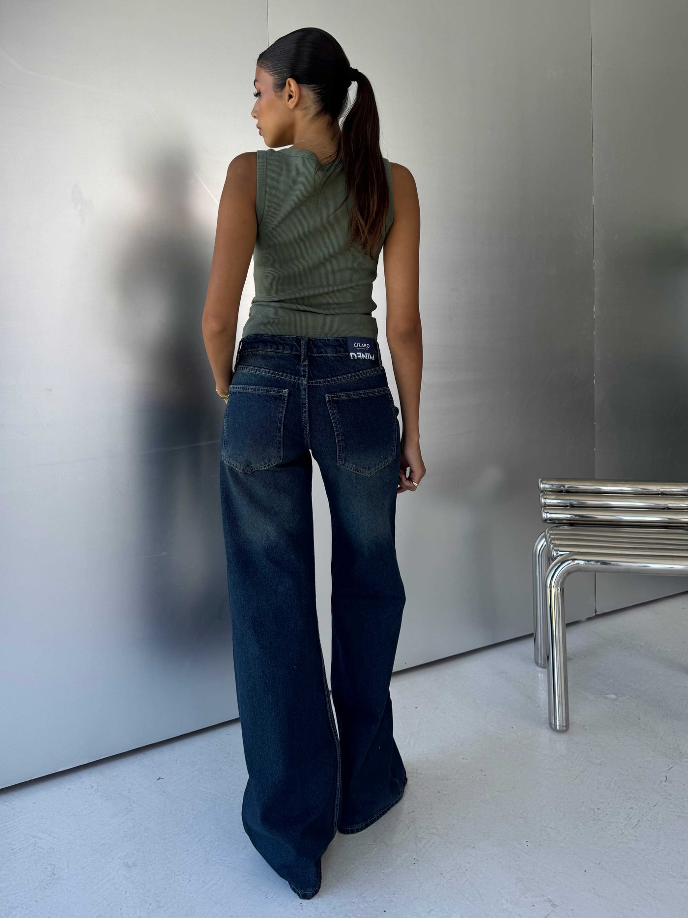 Baggy Low-Waist Deep Vintage Blue Jeans