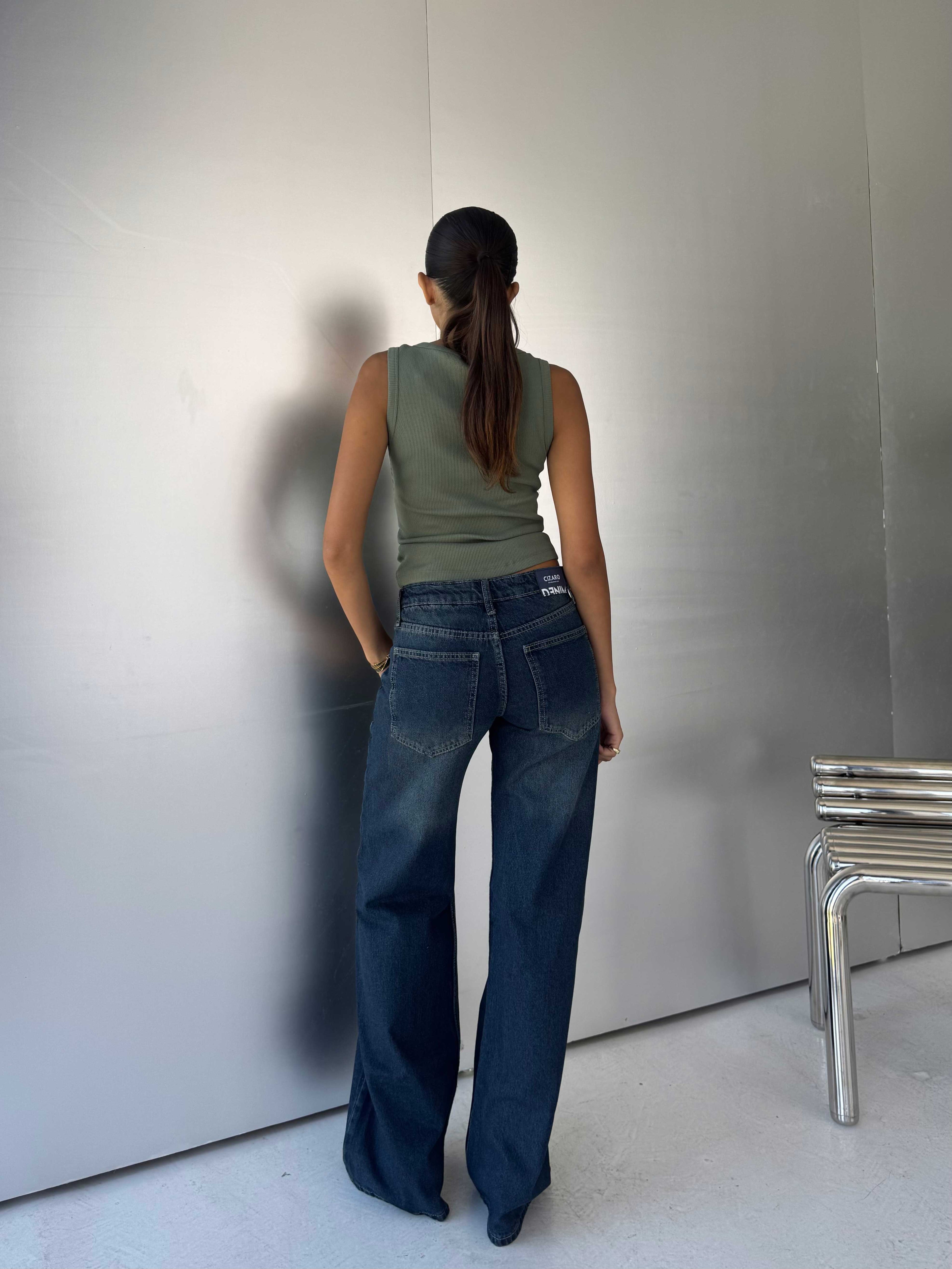 Baggy Low-Waist Deep Vintage Blue Jeans