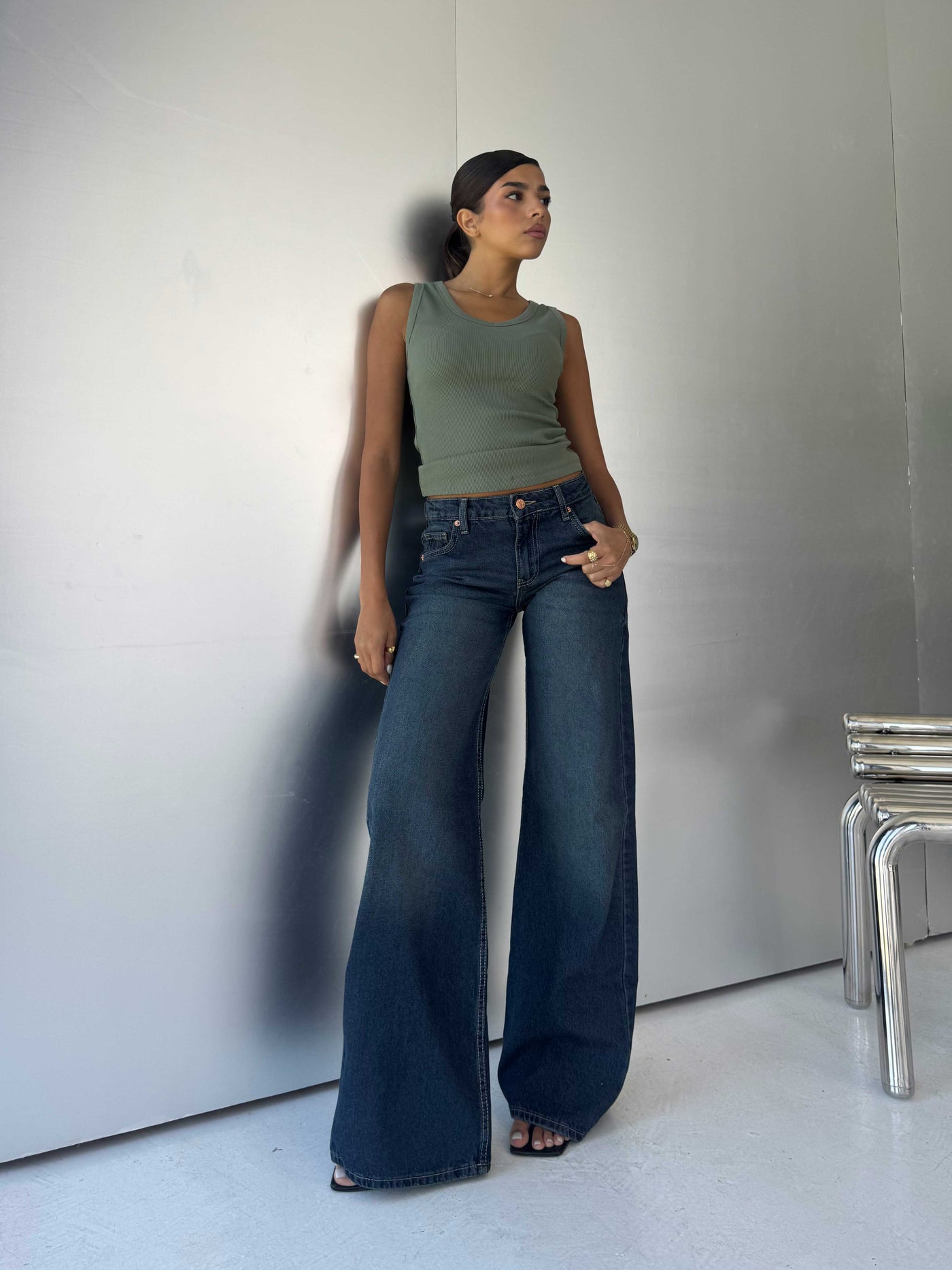 Baggy Low-Waist Deep Vintage Blue Jeans