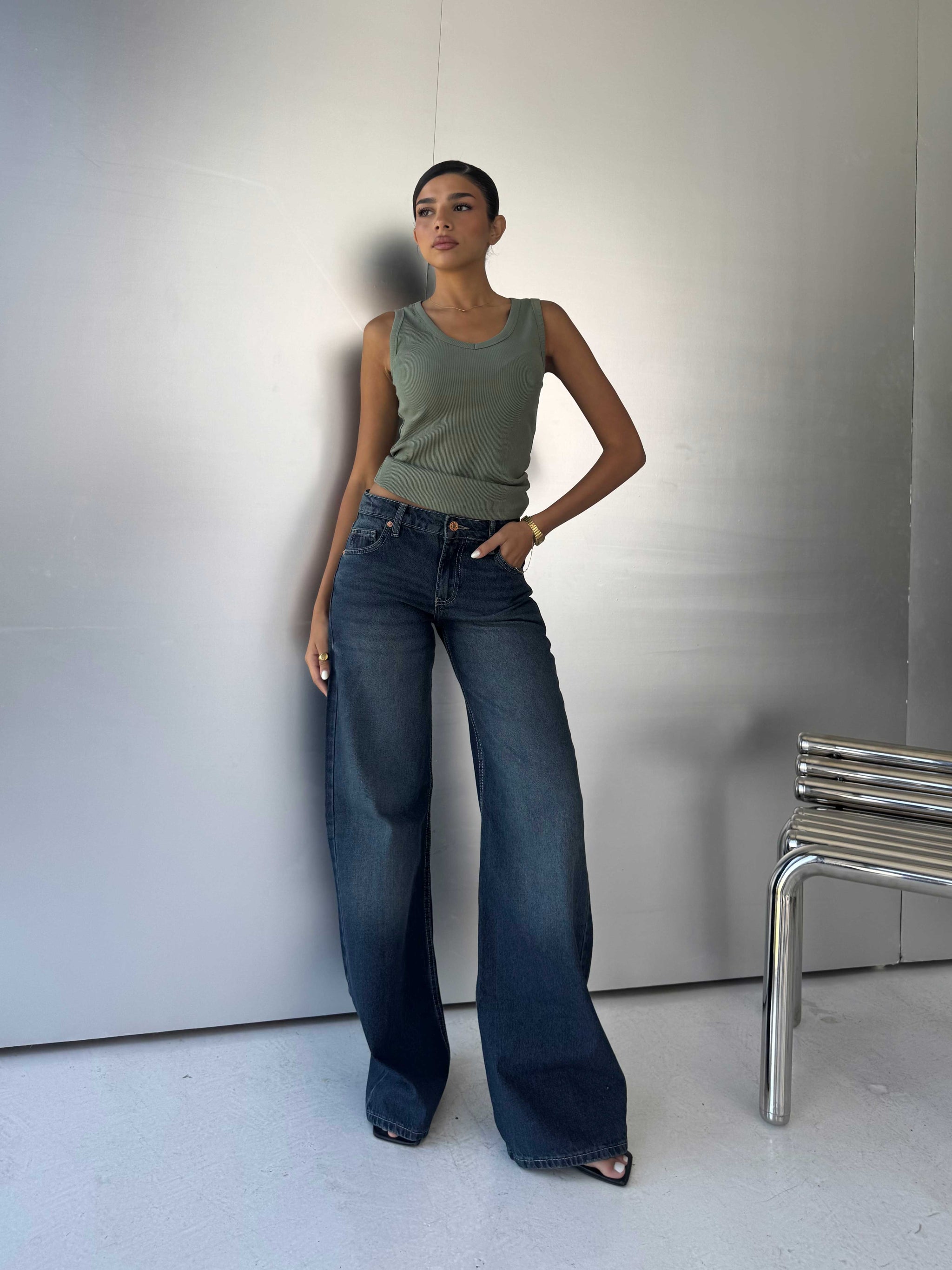 Baggy Low-Waist Deep Vintage Blue Jeans Baggy CIZARO - Cizaro Jeans