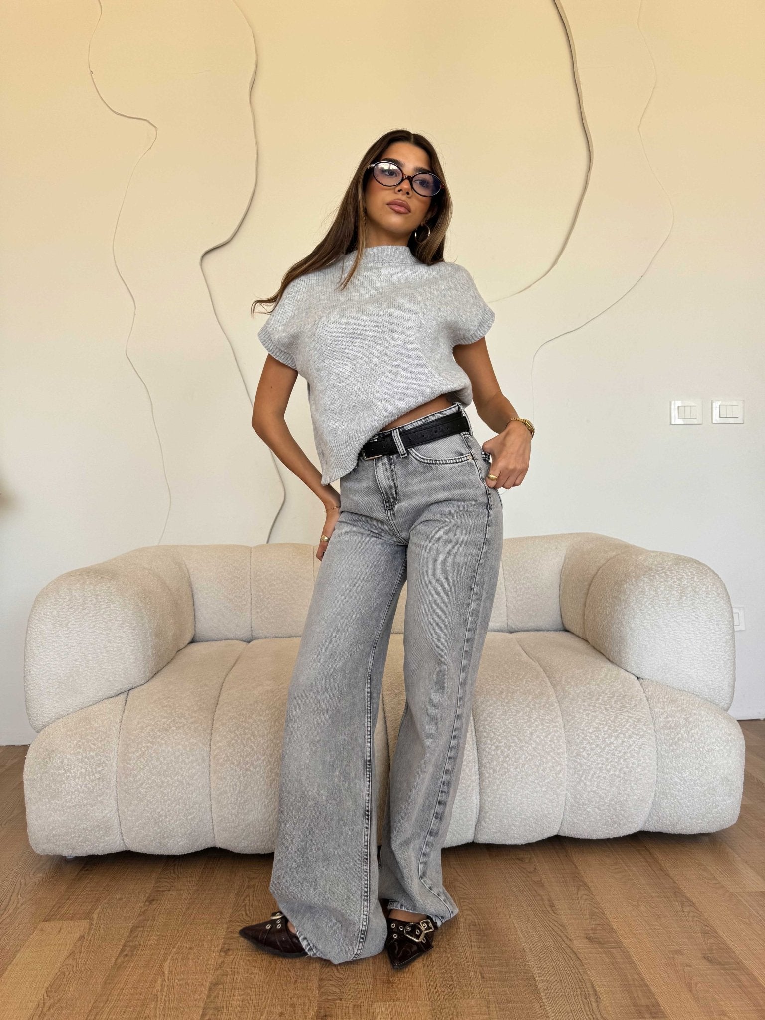 Baggy – Low Waist Light Grey Jeans Baggy CIZARO - Cizaro Jeans