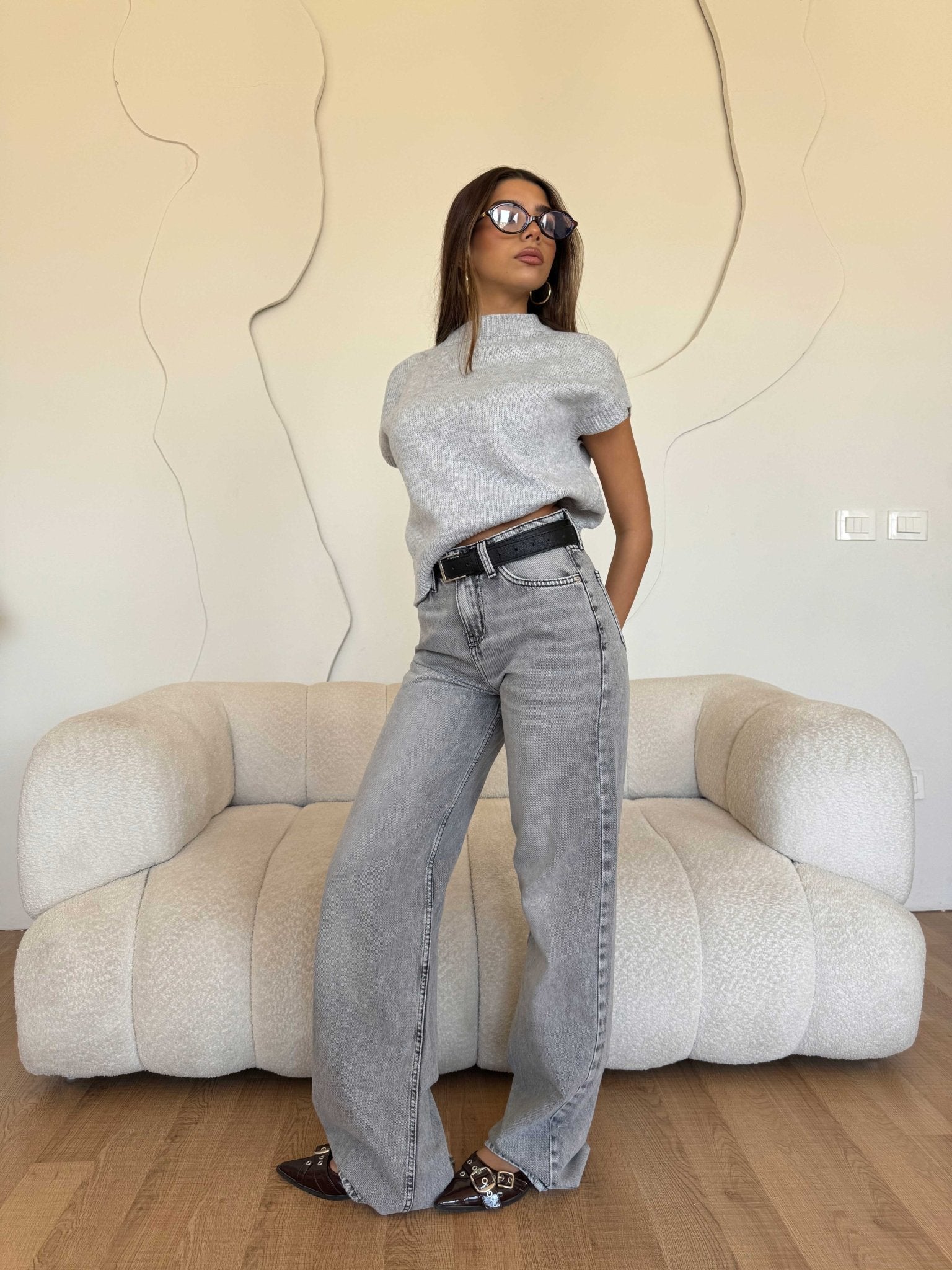 Baggy – Low Waist Light Grey Jeans Baggy CIZARO - Cizaro Jeans