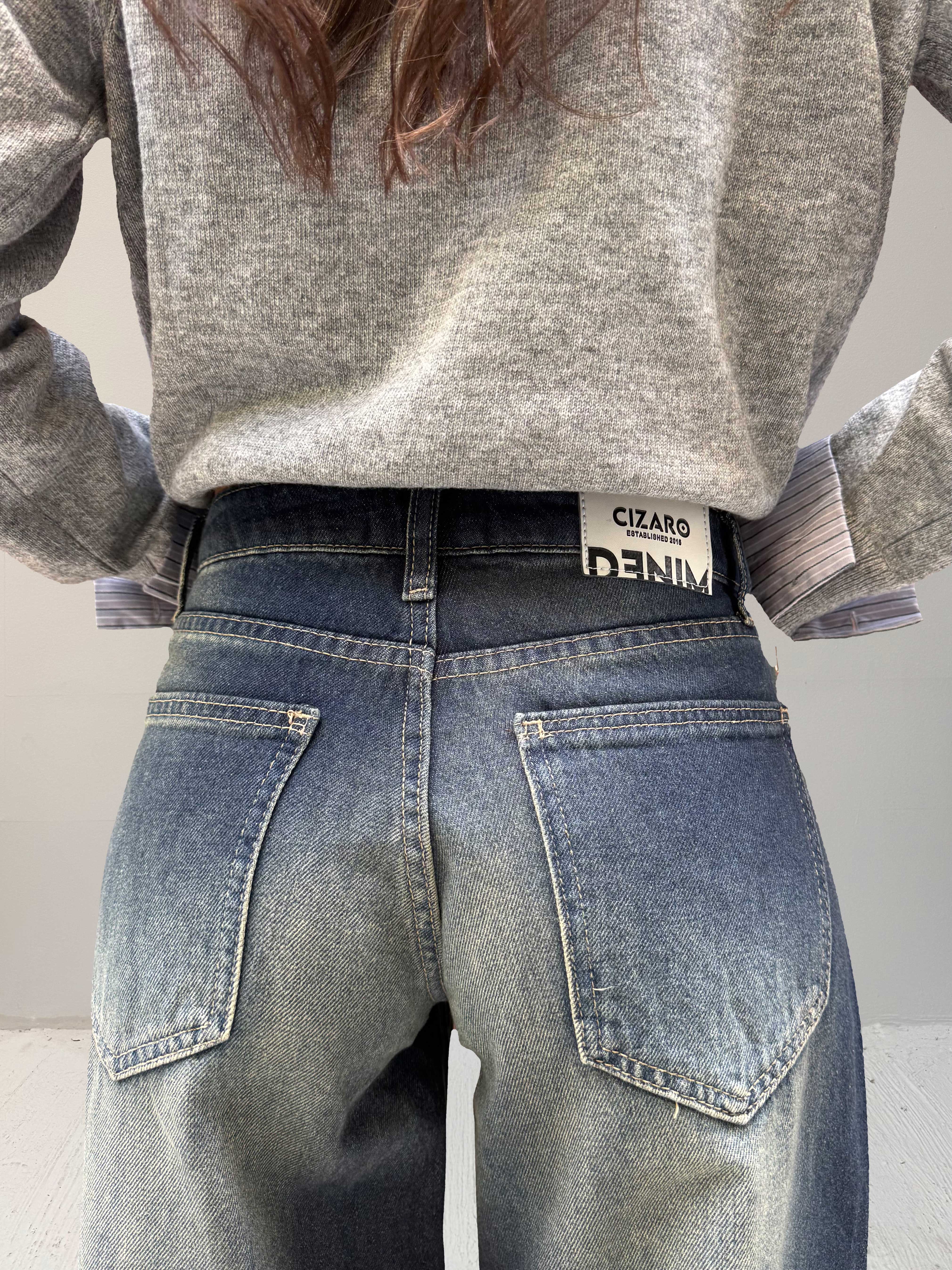 Baggy Low Waist Faded Vintage Blue Jeans Baggy CIZARO - Cizaro Jeans