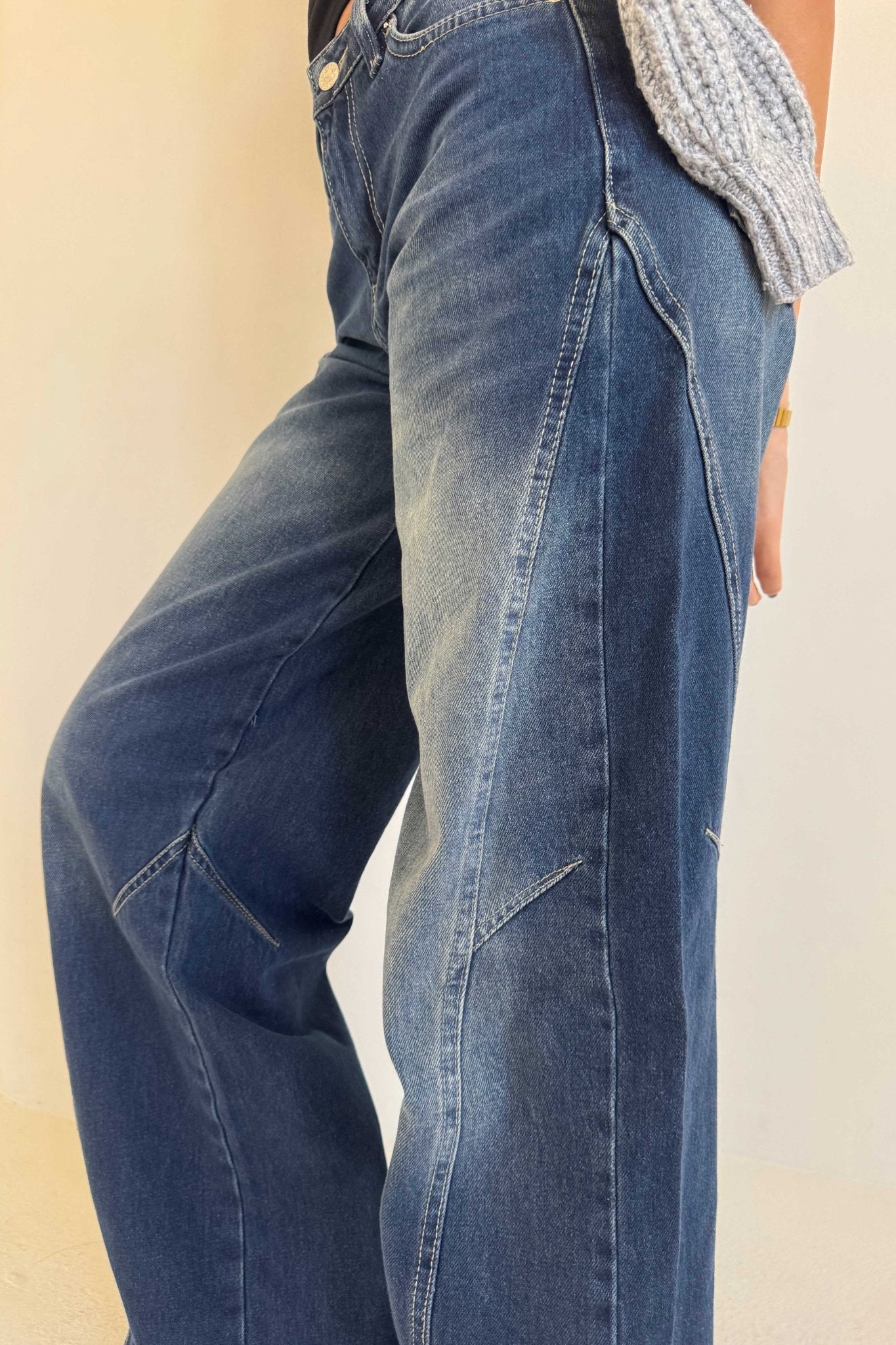 Seam Super Baggy – Mid Rise Deep Vintage Blue Jeans Baggy CIZARO - Cizaro Jeans