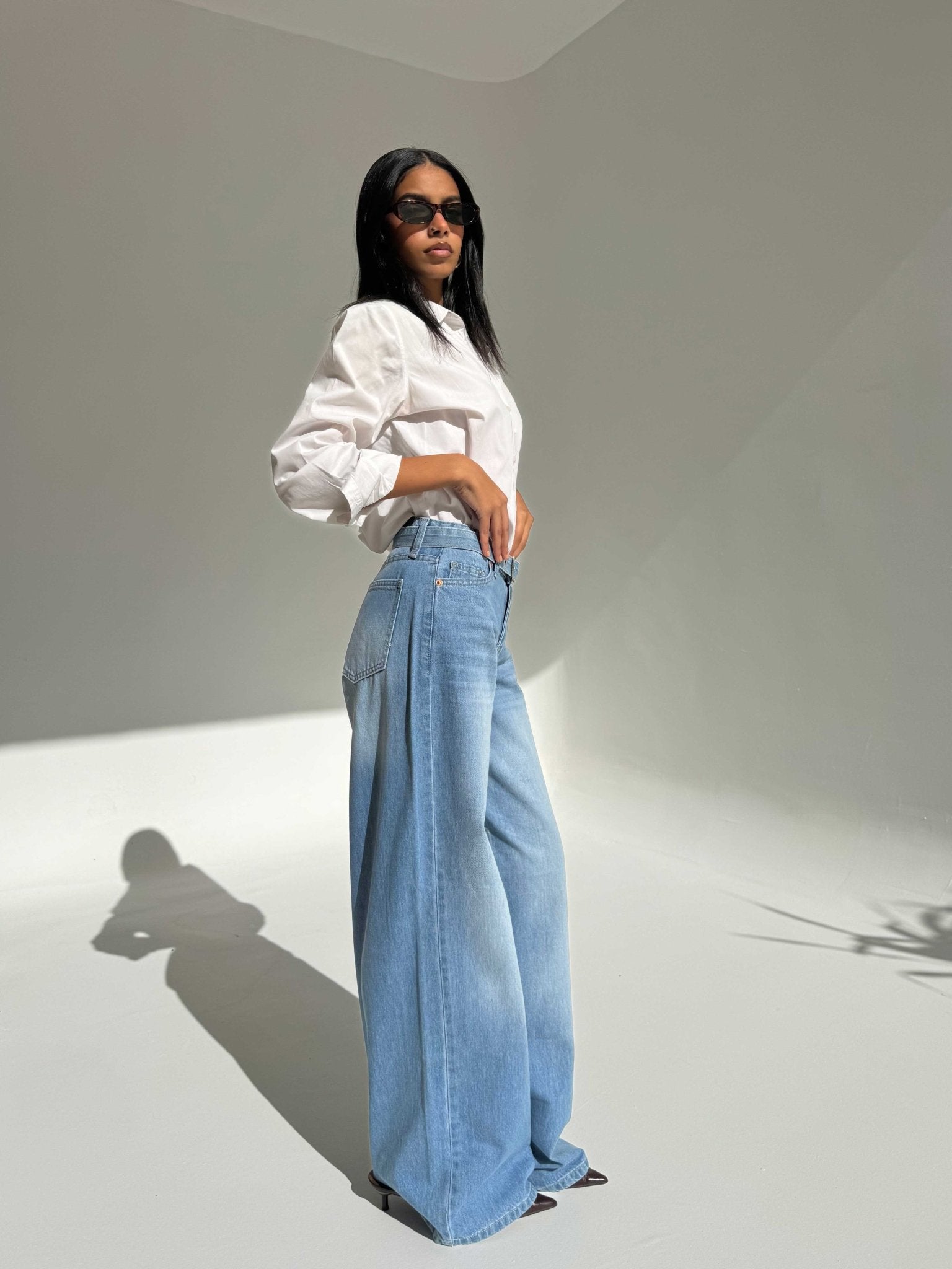 Super Baggy – Mid-Rise Powder Blue Jeans Baggy CIZARO - Cizaro Jeans