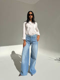 Super Baggy – Mid-Rise Powder Blue Jeans Baggy CIZARO - Cizaro Jeans