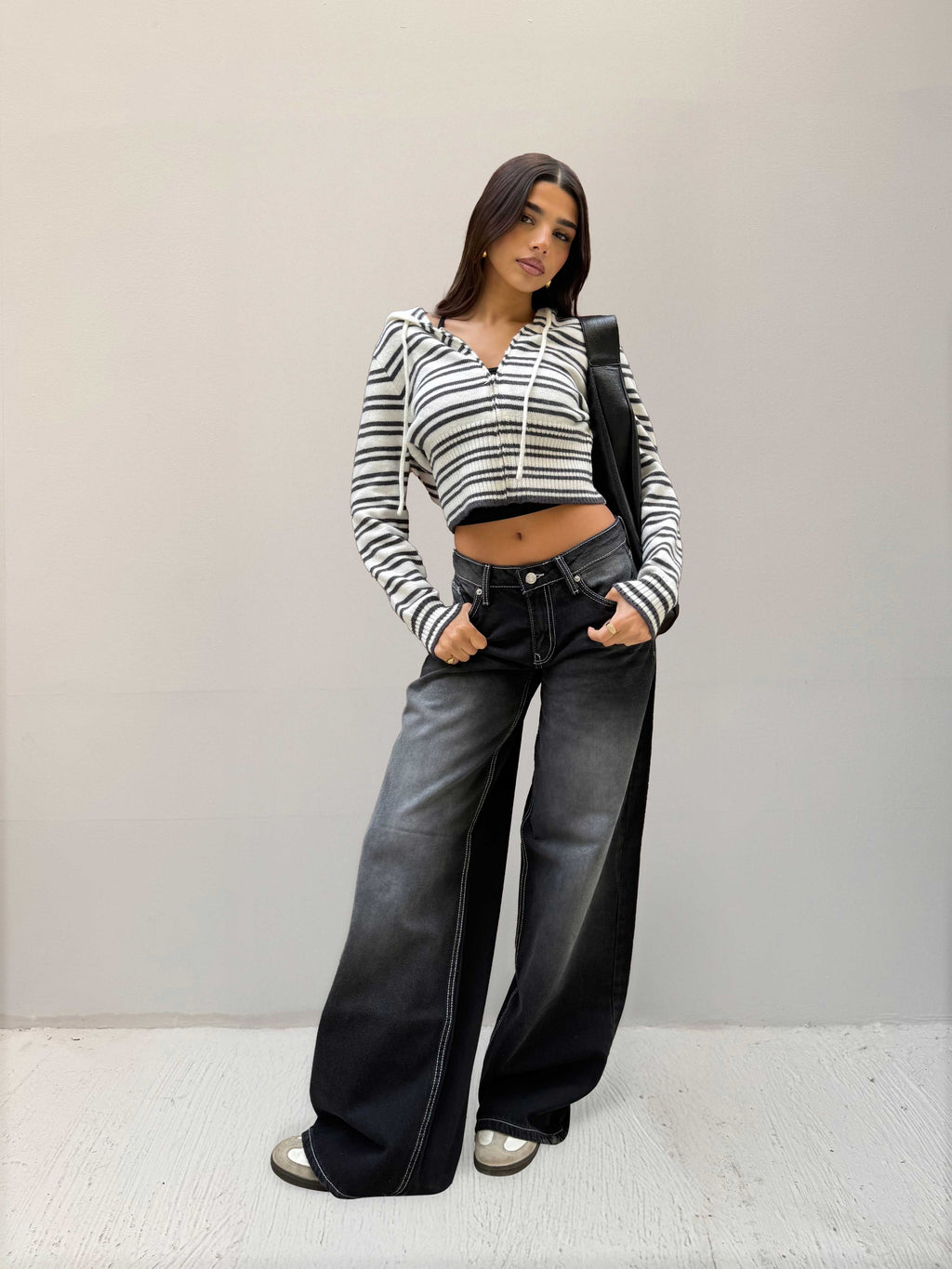 Baggy – Low-Waist Faded Washed Black Jeans Baggy CIZARO - Cizaro Jeans