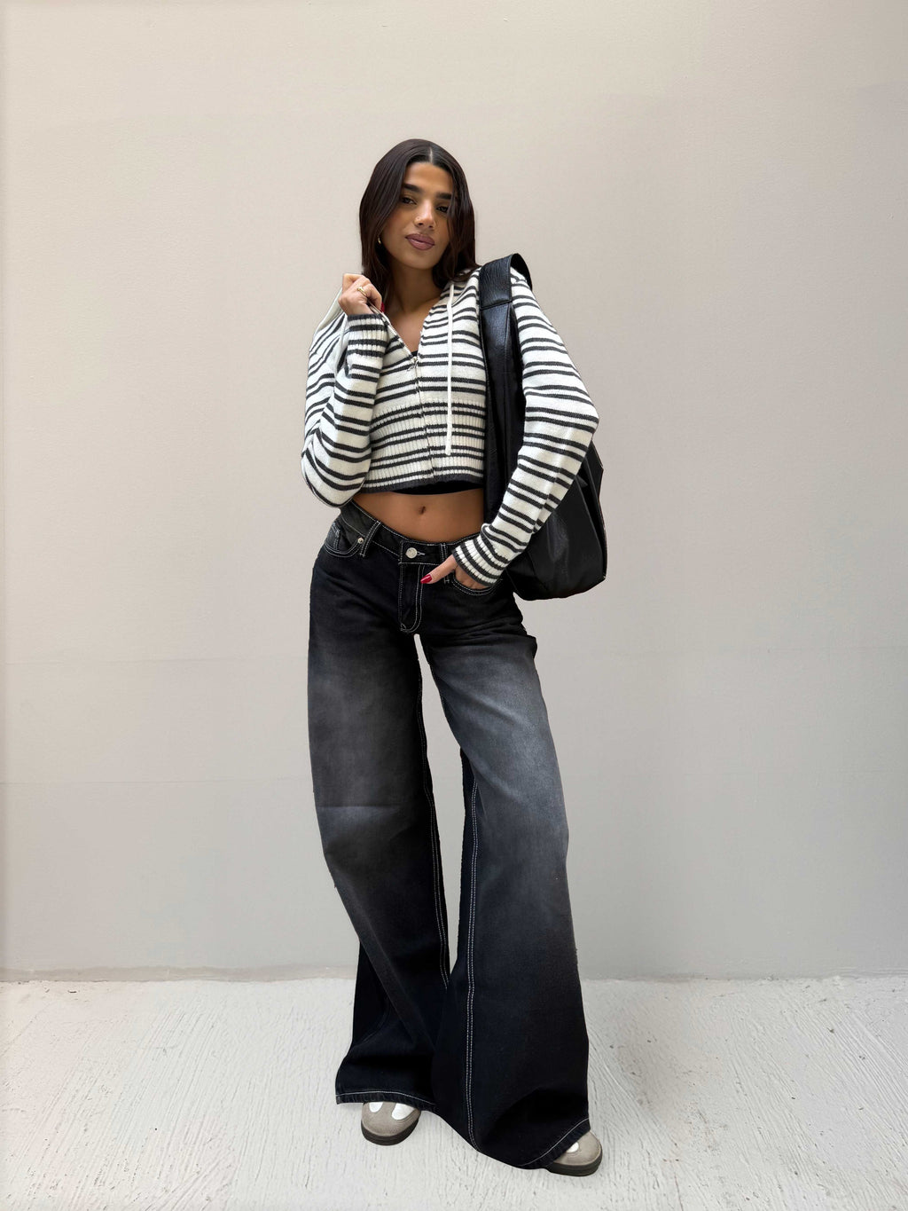 Baggy – Low-Waist Faded Washed Black Jeans Baggy CIZARO - Cizaro Jeans