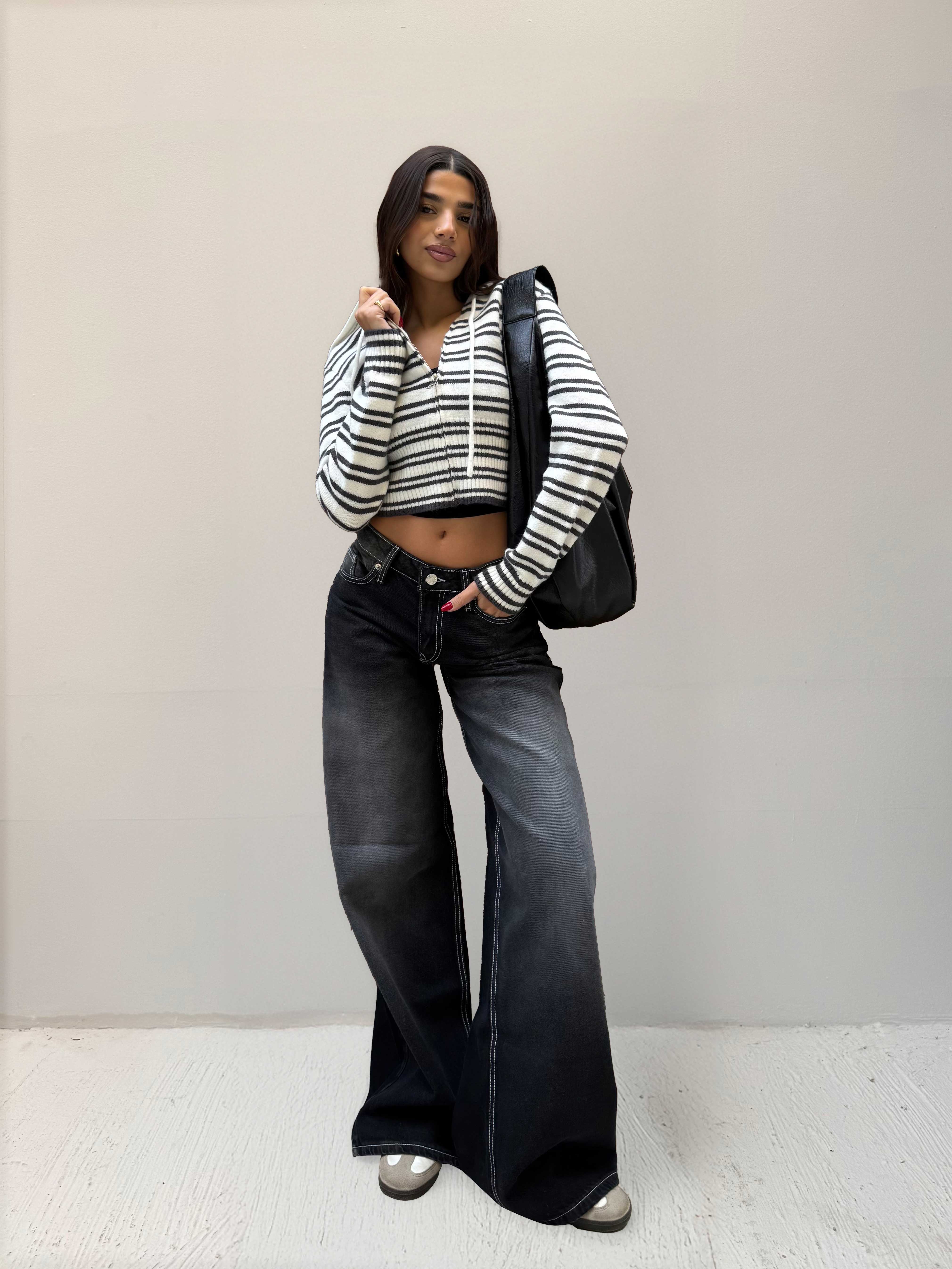 Baggy – Low-Waist Faded Washed Black Jeans Baggy CIZARO - Cizaro Jeans