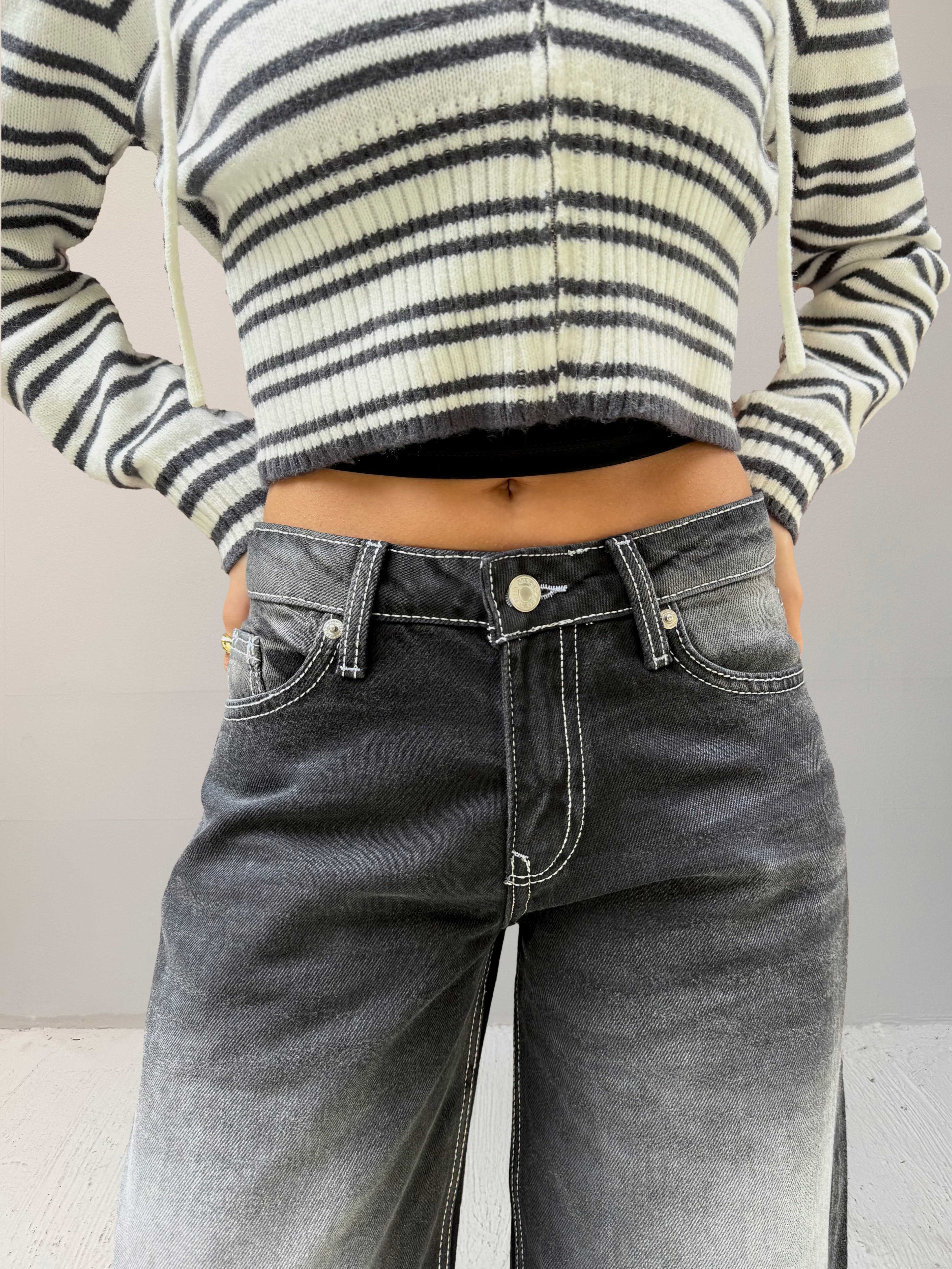 Baggy – Low-Waist Faded Washed Black Jeans Baggy CIZARO - Cizaro Jeans