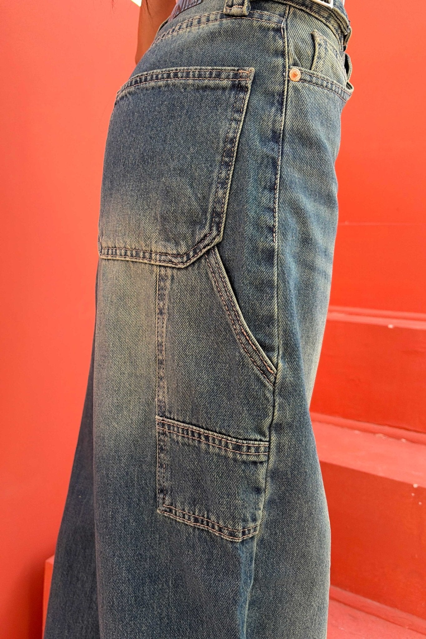 Carpenter – Mid Rise Mid Vintage Green Jeans carpenter CIZARO - Cizaro Jeans