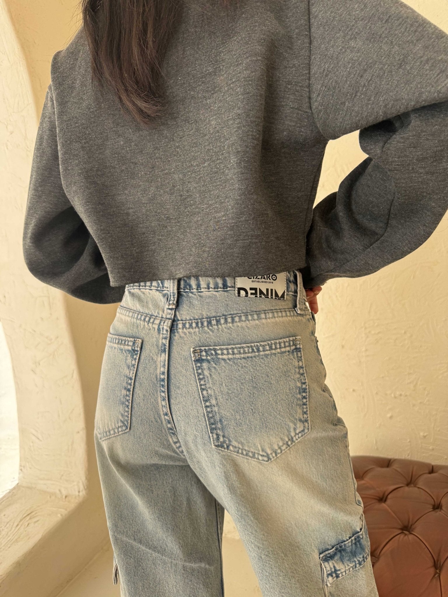 Cargo – Mid-Rise Light Vintage Blue Jeans cargo CIZARO - Cizaro Jeans