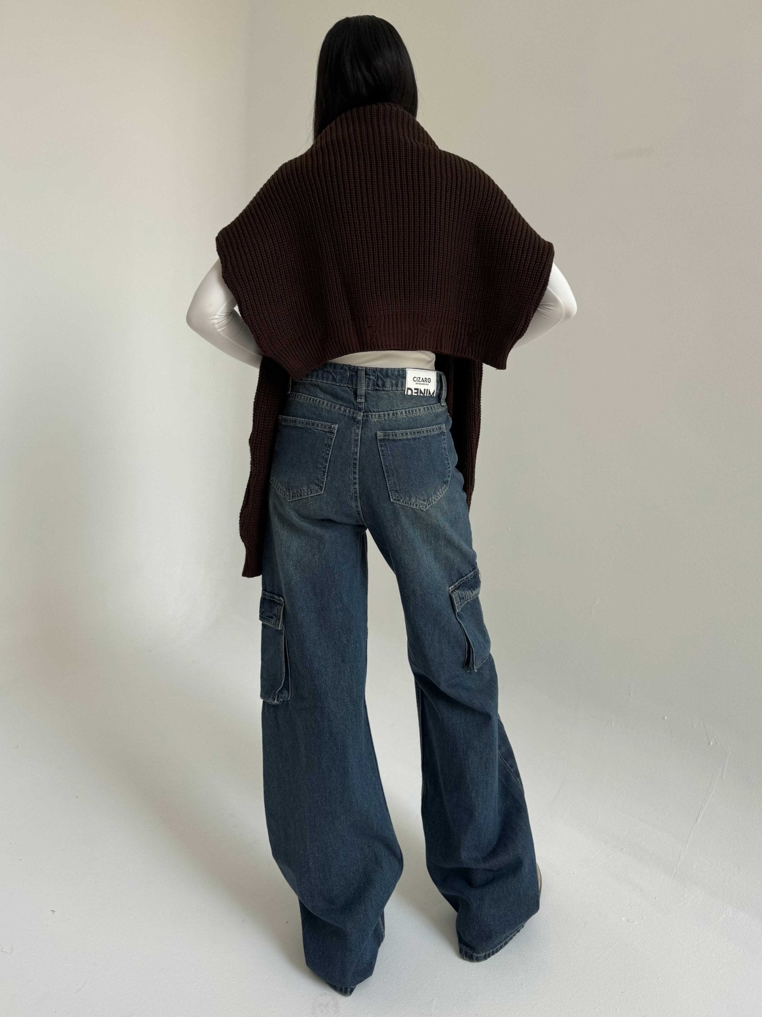 Cargo – Mid-Rise Deep Vintage Blue Jeans Cargo CIZARO - Cizaro Jeans