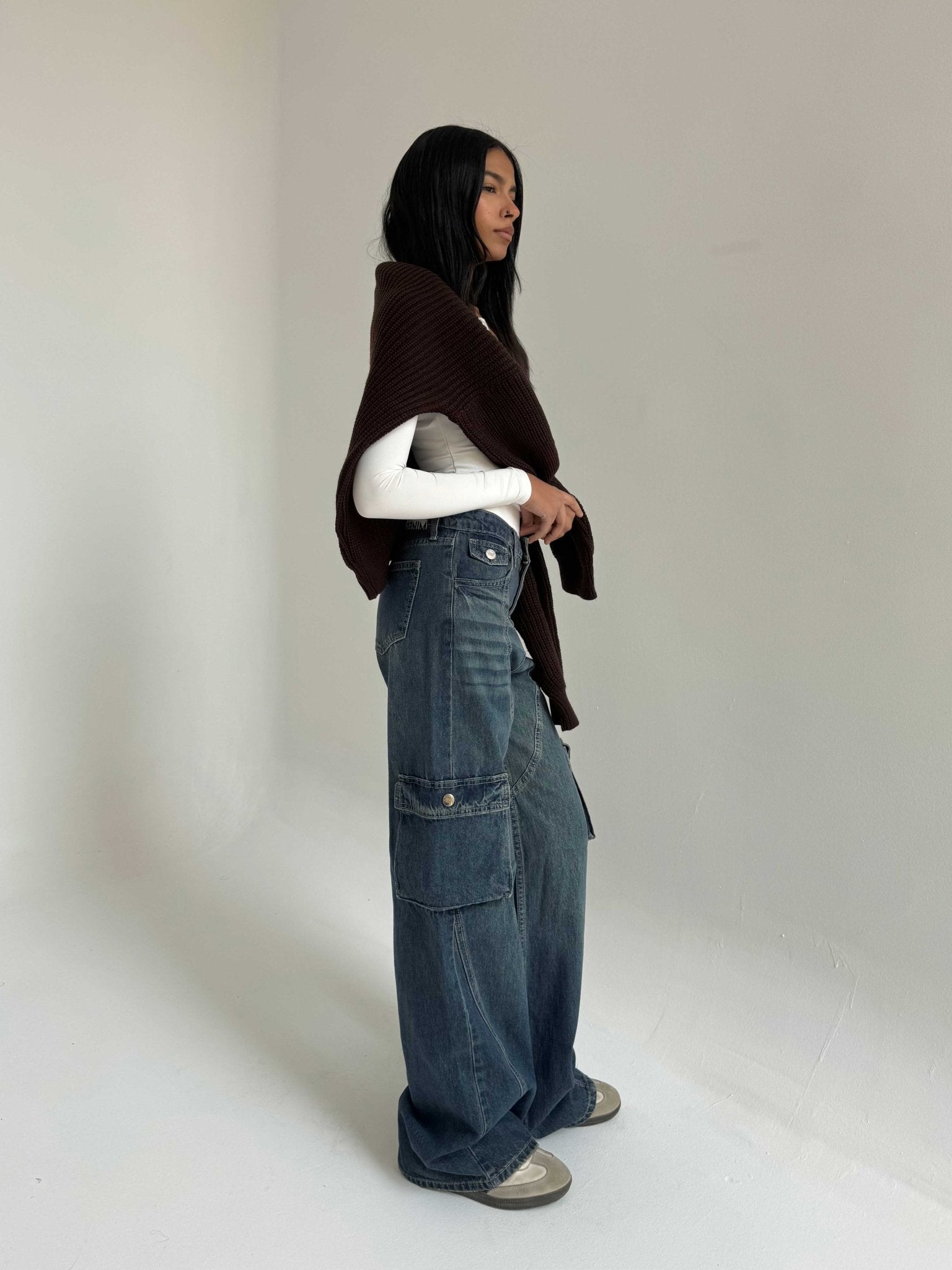 Cargo – Mid-Rise Deep Vintage Blue Jeans Cargo CIZARO - Cizaro Jeans