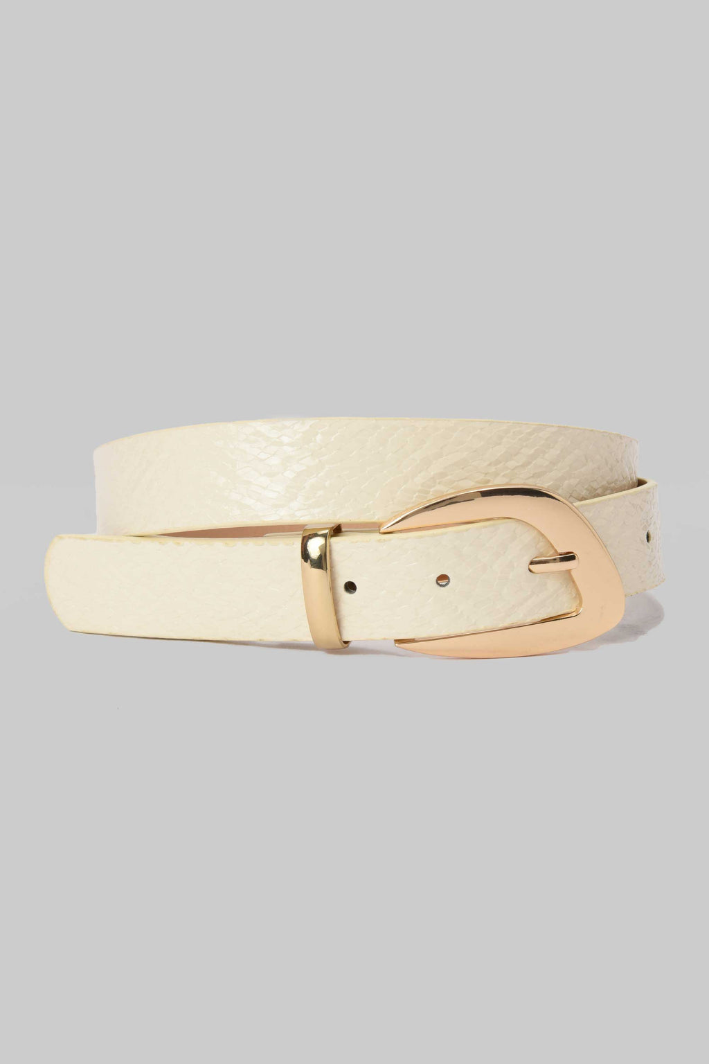 Belt | Cream Textured Gold Buckle Belt CIZARO - Cizaro Jeans