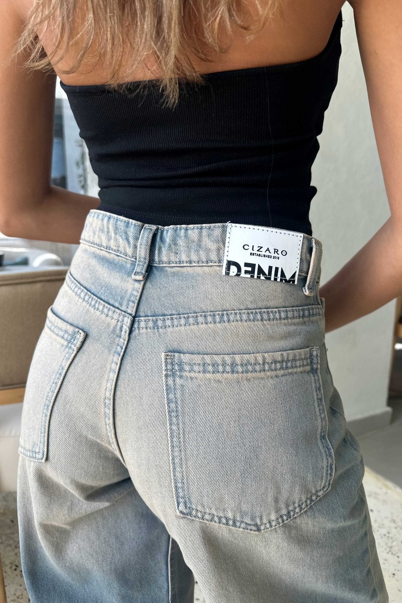 Baggy – Mid Rise Light Vintage Blue Jeans Baggy CIZARO - Cizaro Jeans