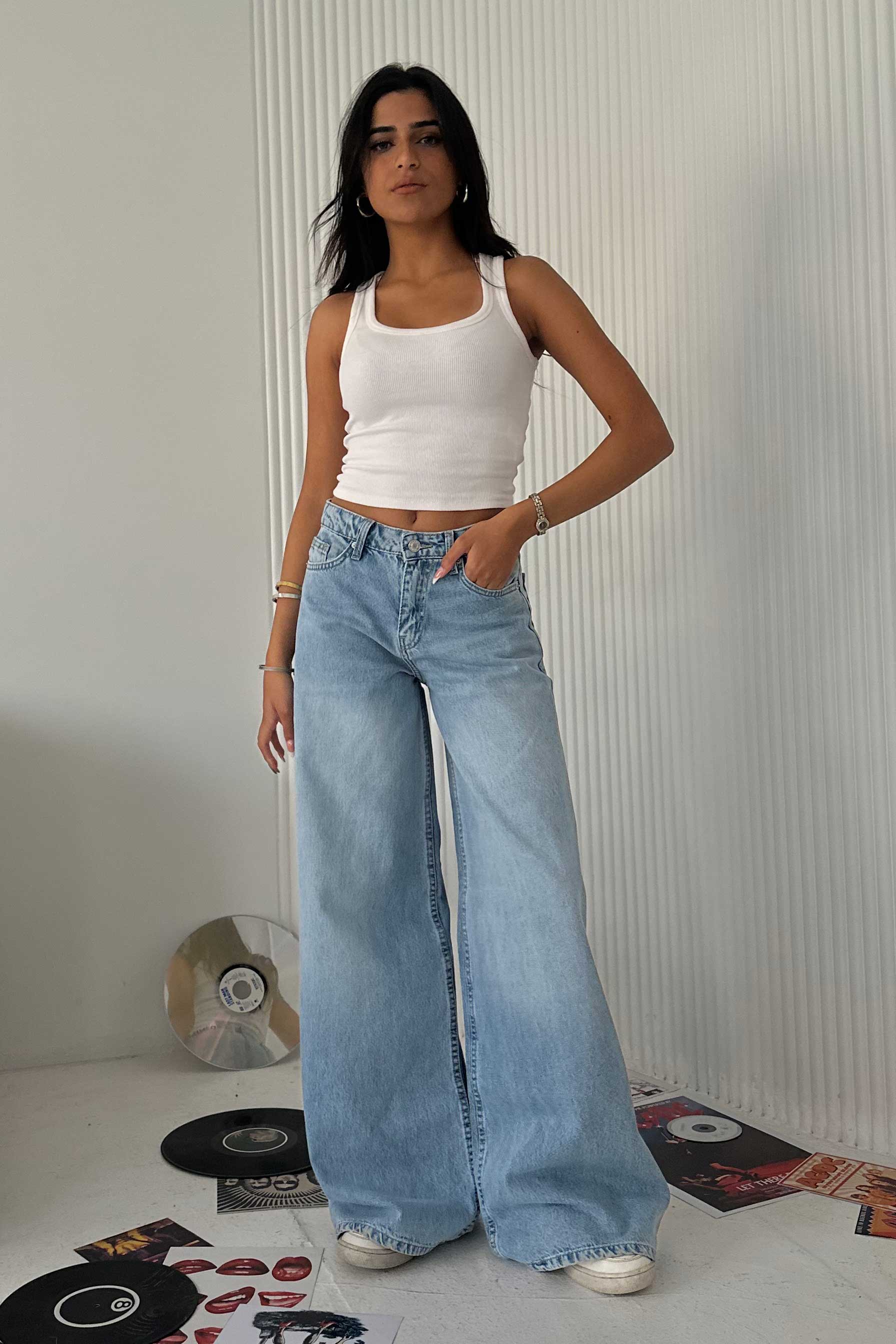 Super Baggy - Mid-Rise Bright Blue Jeans baggy CIZARO - Cizaro Jeans