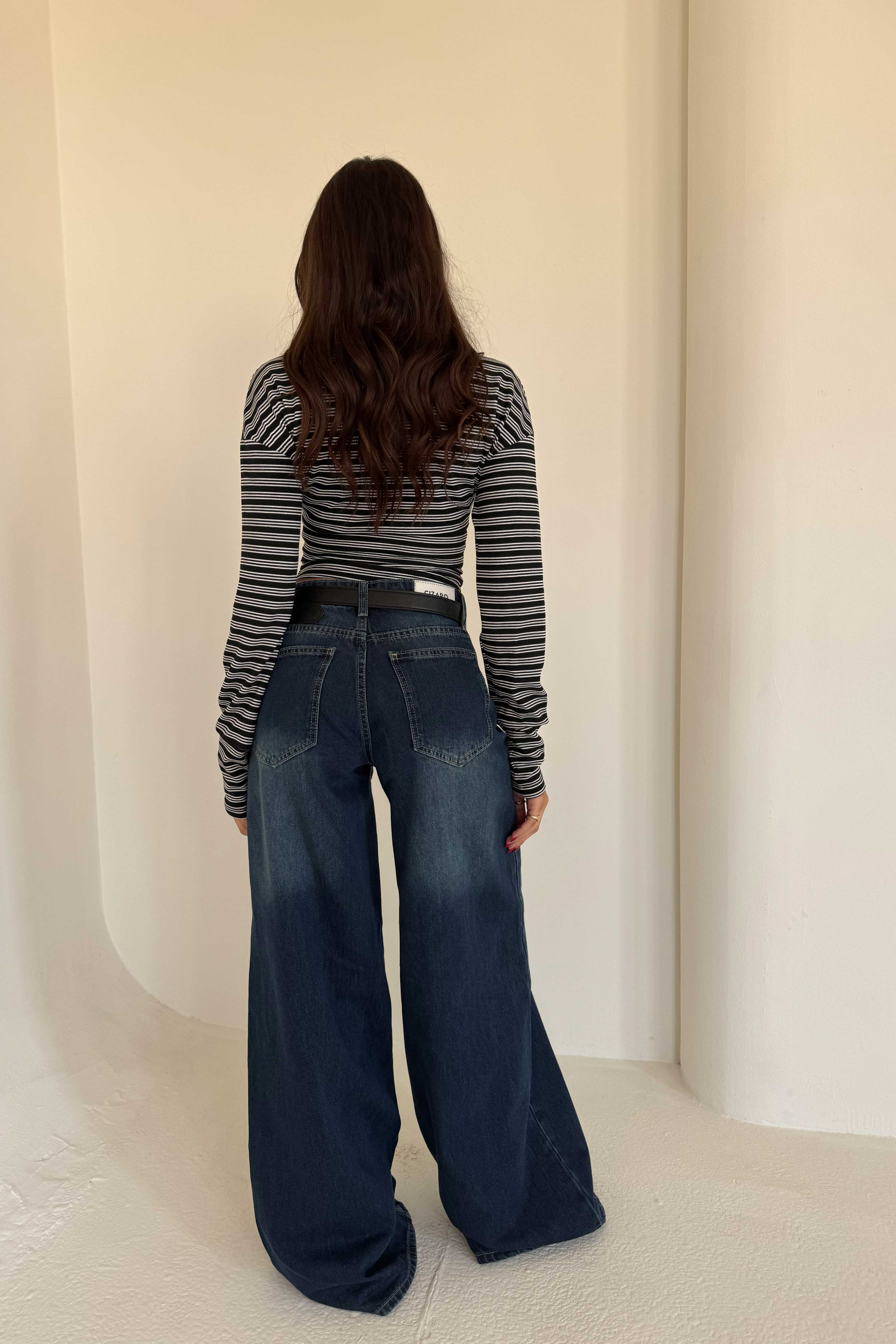 Loose Baggy – Mid-Rise Faded Deep Ocean Blue Jeans Baggy CIZARO - Cizaro Jeans