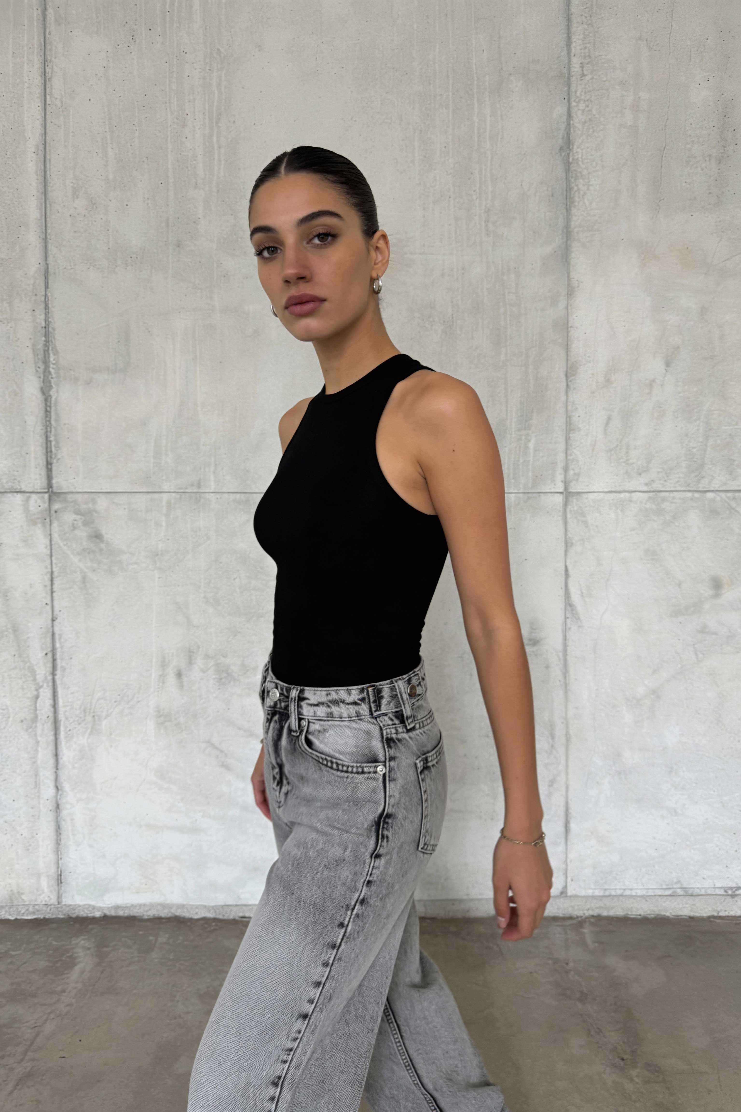 Baggy – High Waist Flex Waist Light Acid Grey Jeans Baggy CIZARO - Cizaro Jeans