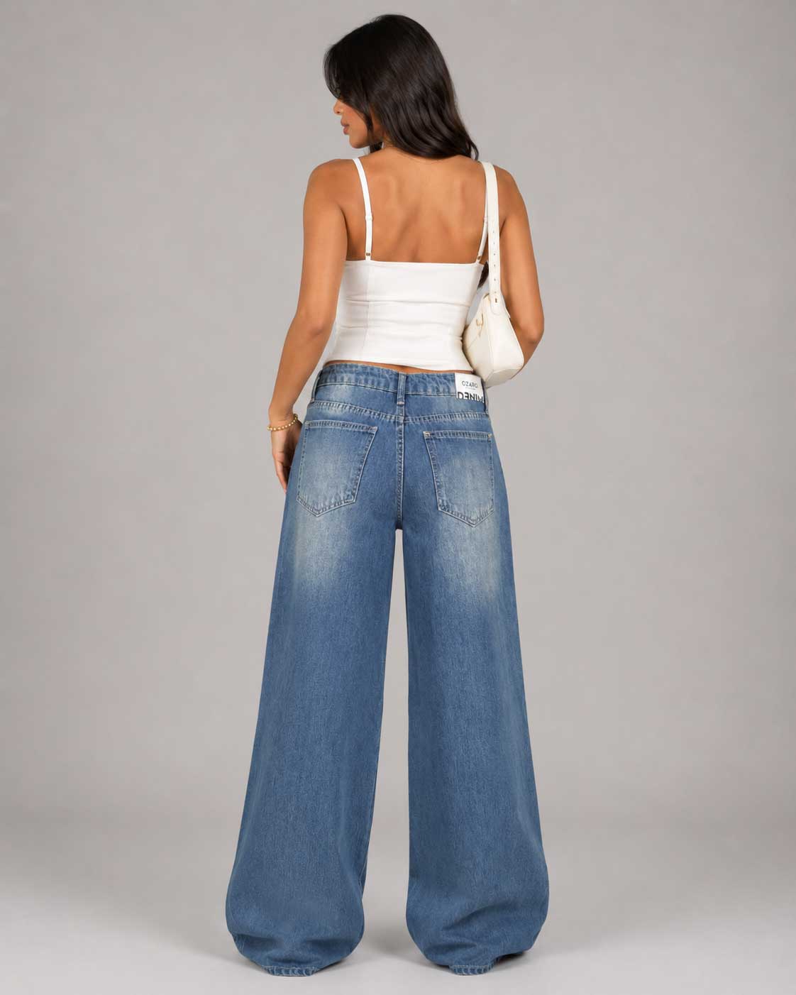 Super Baggy - Mid-Waist Dark Blue-Green Washed Jeans Baggy CIZARO - Cizaro Jeans