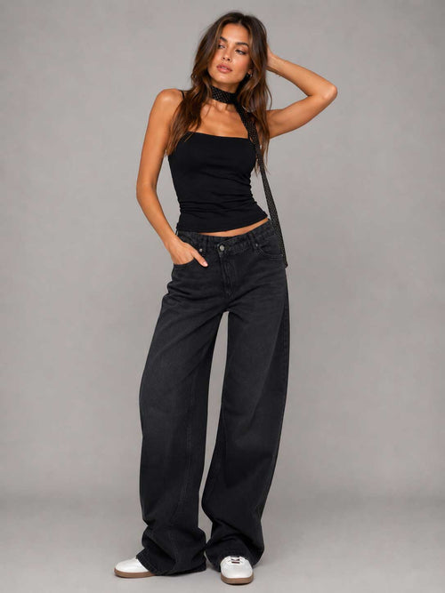 Crossover Baggy – Mid Rise Washed Black Jeans