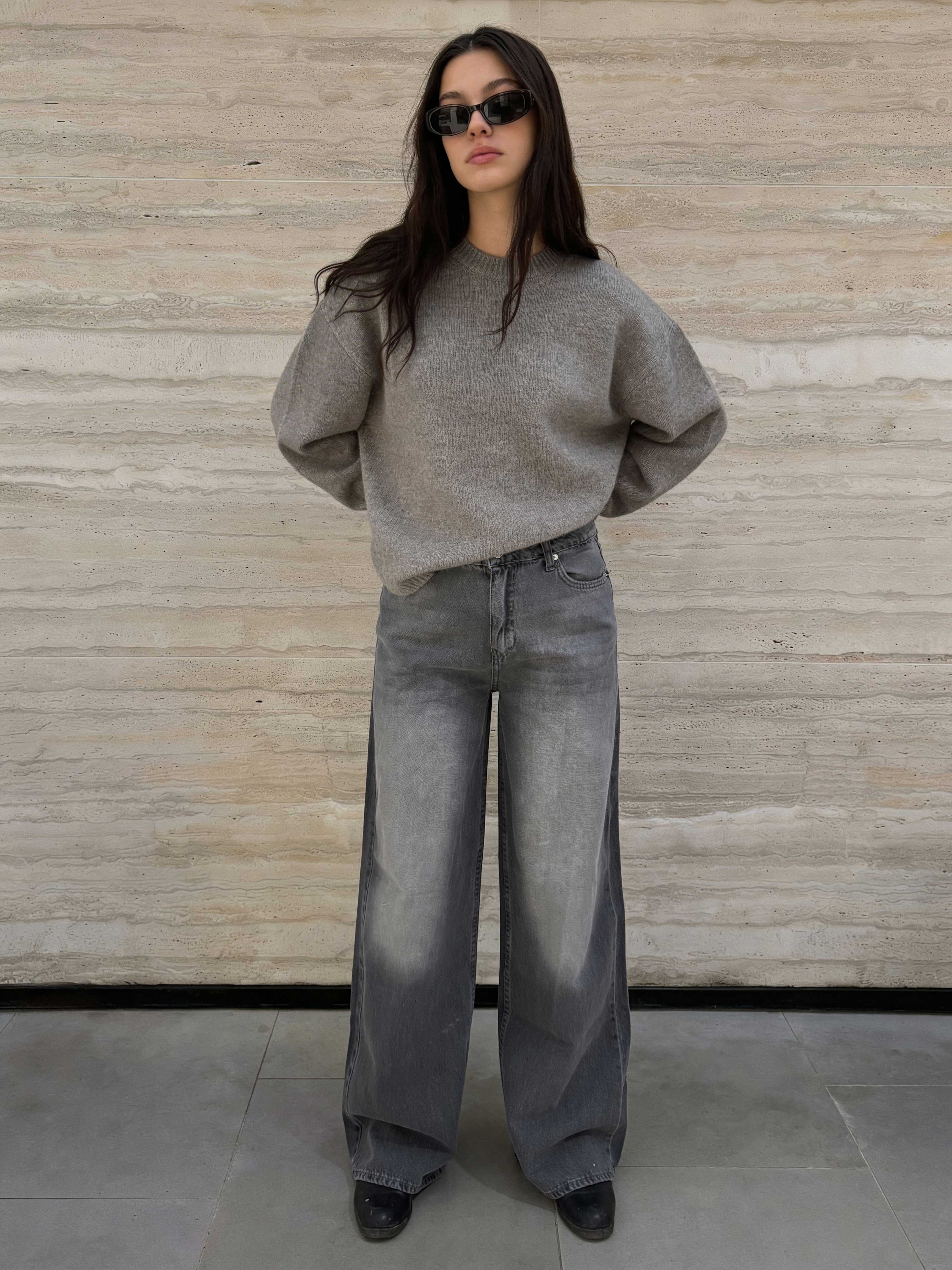 Super Baggy High waist faded washed Black jeans