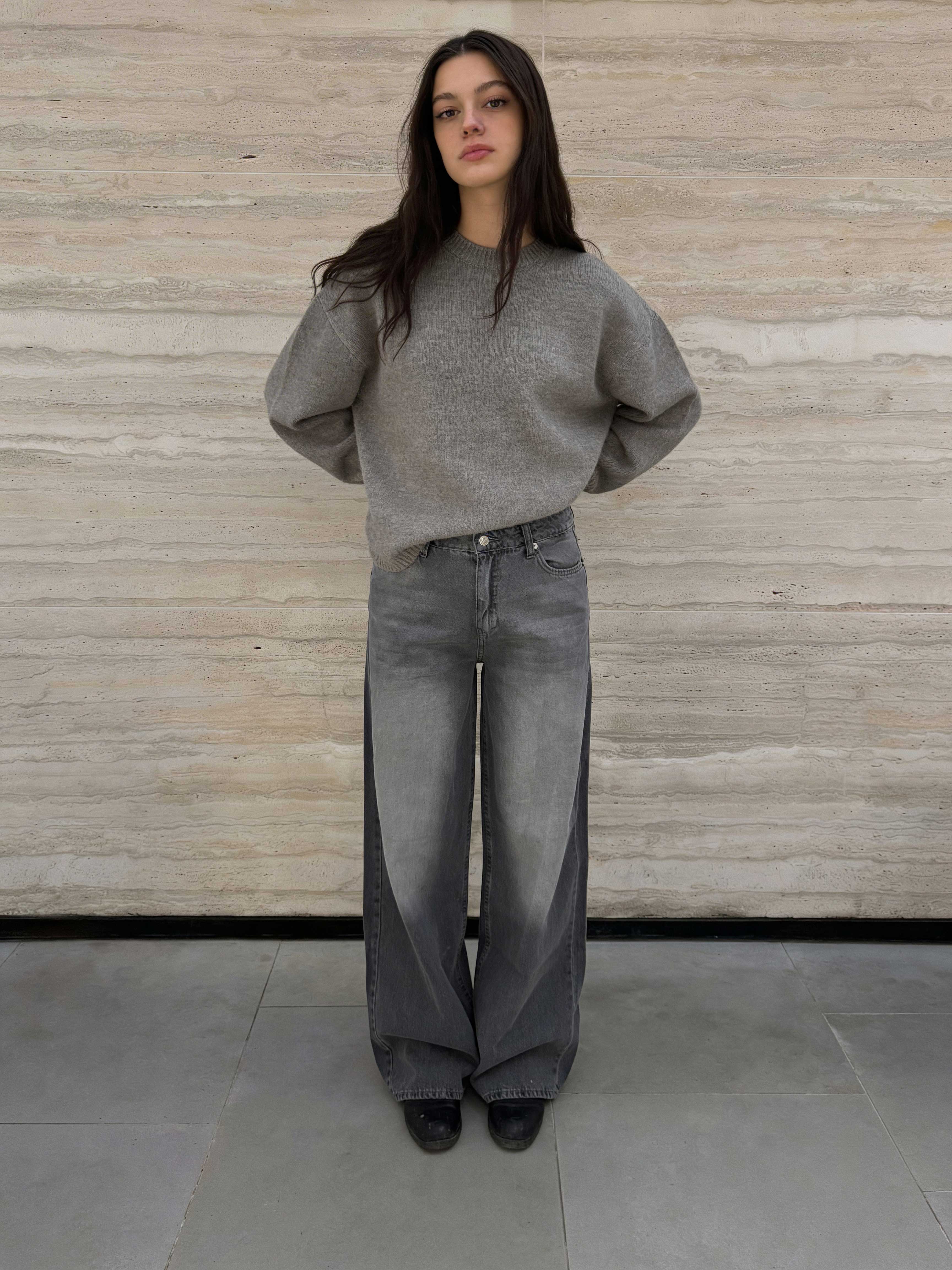 Super Baggy High waist faded washed Black jeans