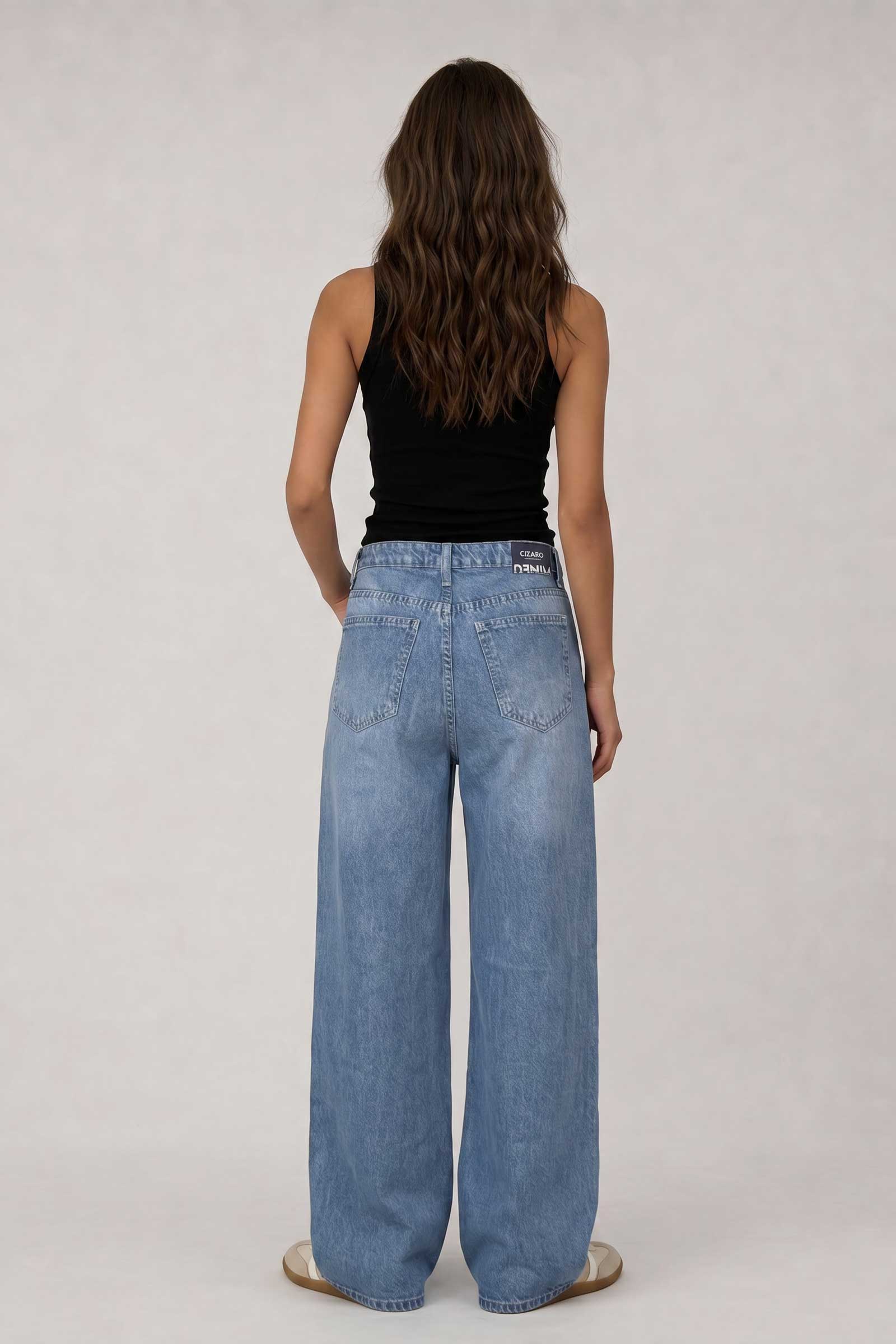 Super Baggy High-Waist Marine Blue Jeans Baggy CIZARO - Cizaro Jeans