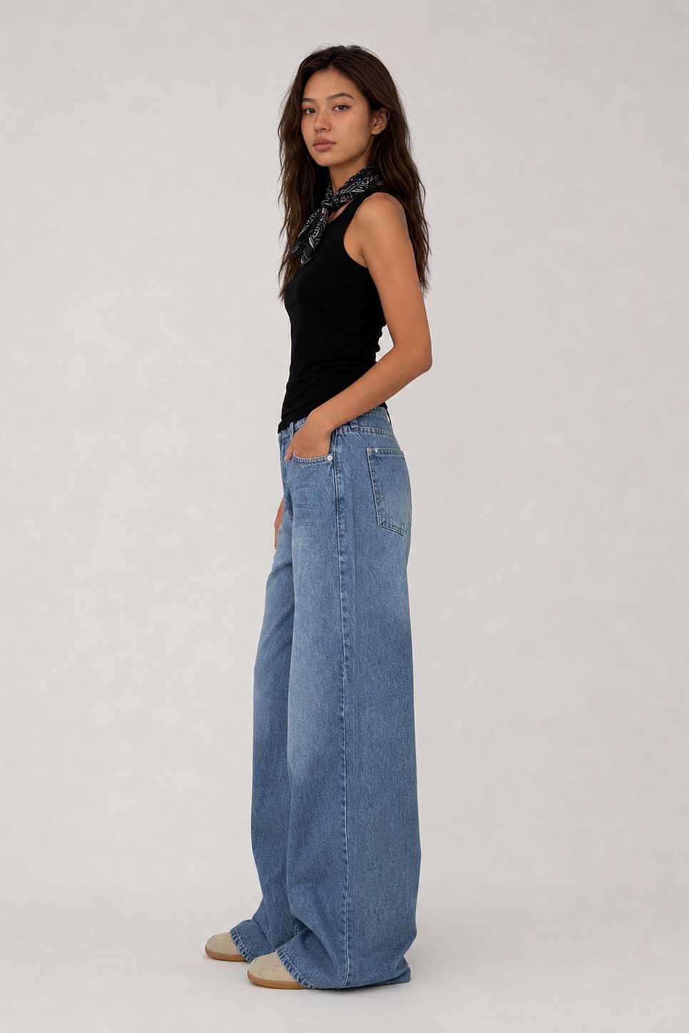 Super Baggy High-Waist Marine Blue Jeans Baggy CIZARO - Cizaro Jeans