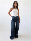 Loose Baggy – Mid-Waist Deep Vintage Blue Jeans Loose Baggy - Baggy CIZARO - Cizaro Jeans