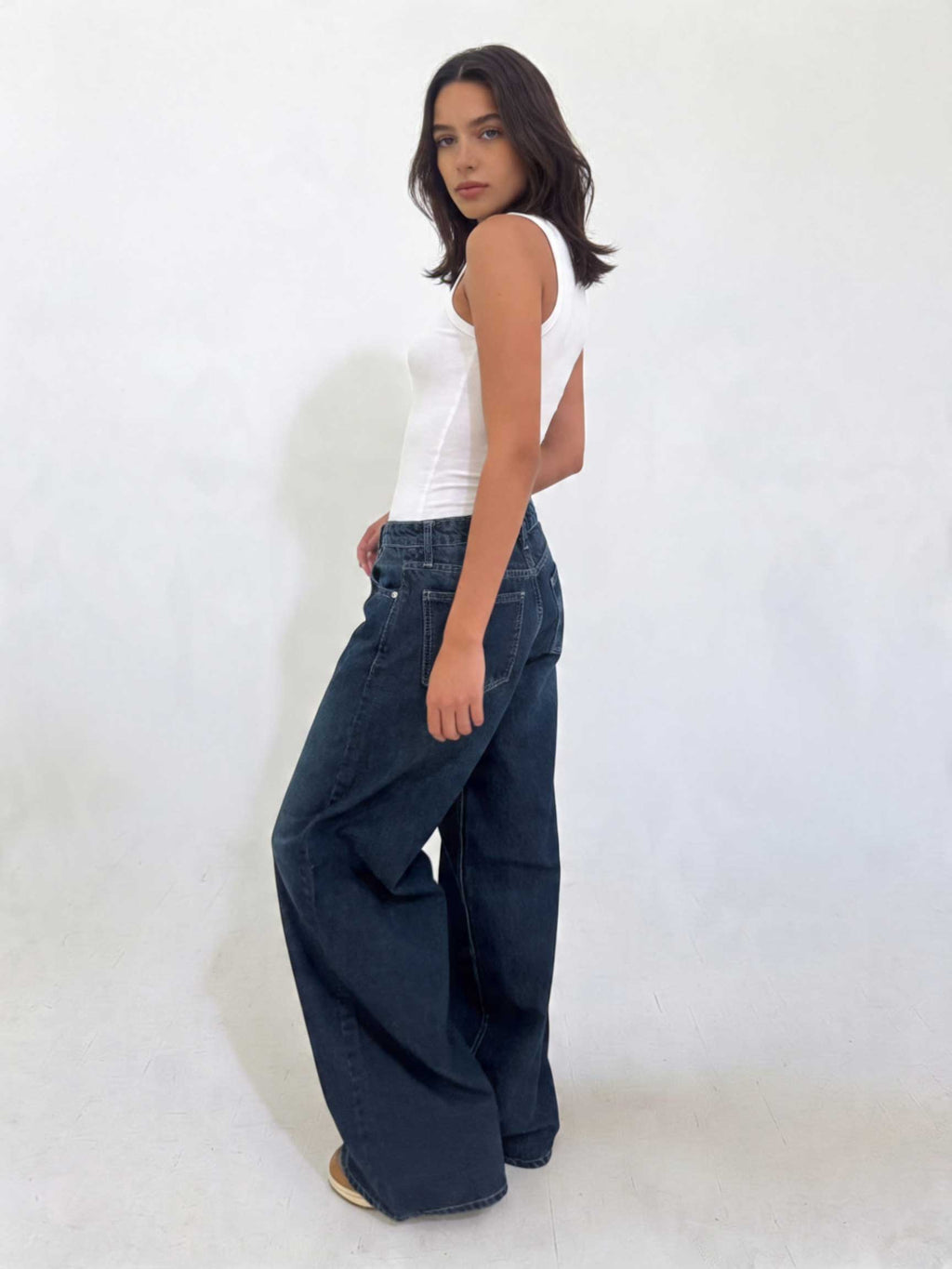 Loose Baggy – Mid-Waist Deep Vintage Blue Jeans Loose Baggy - Baggy CIZARO - Cizaro Jeans