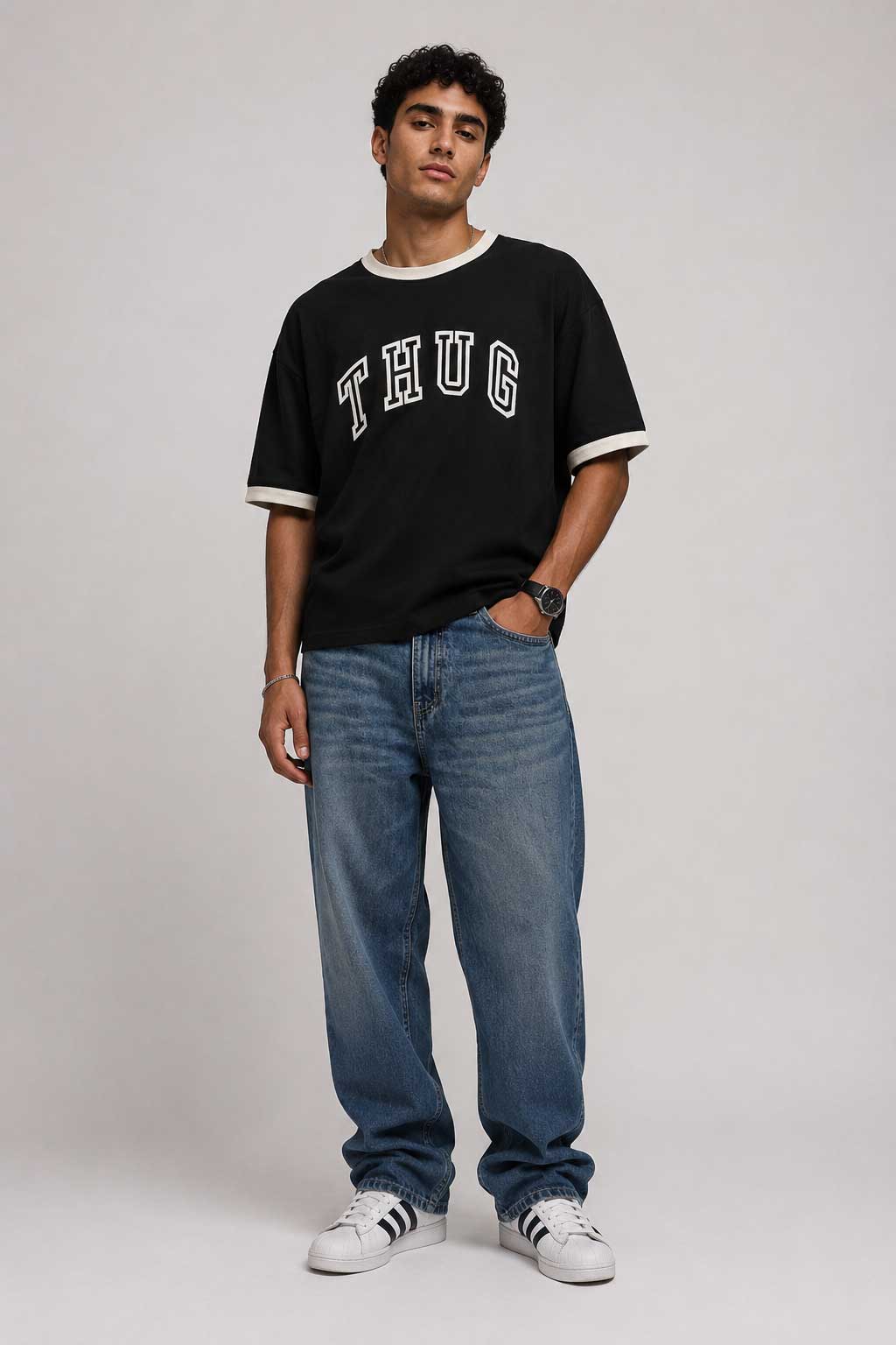 Baggy – Mid Waist Dusty Horizon Blue Jeans Baggy CIZARO - Cizaro Jeans