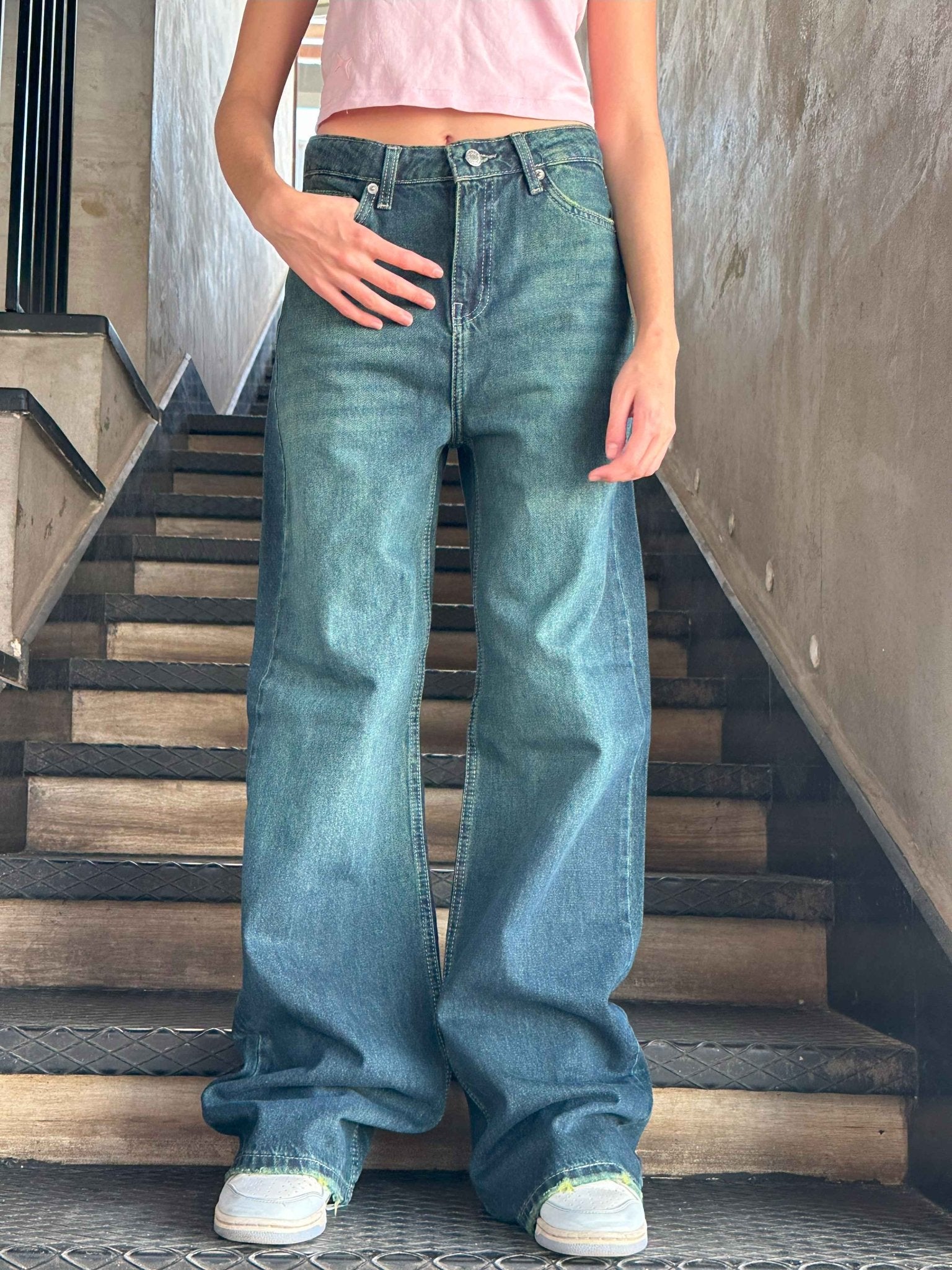 Baggy - Dark Vintage Blue Green Jeans. Baggy CIZARO    - Cizaro Jeans