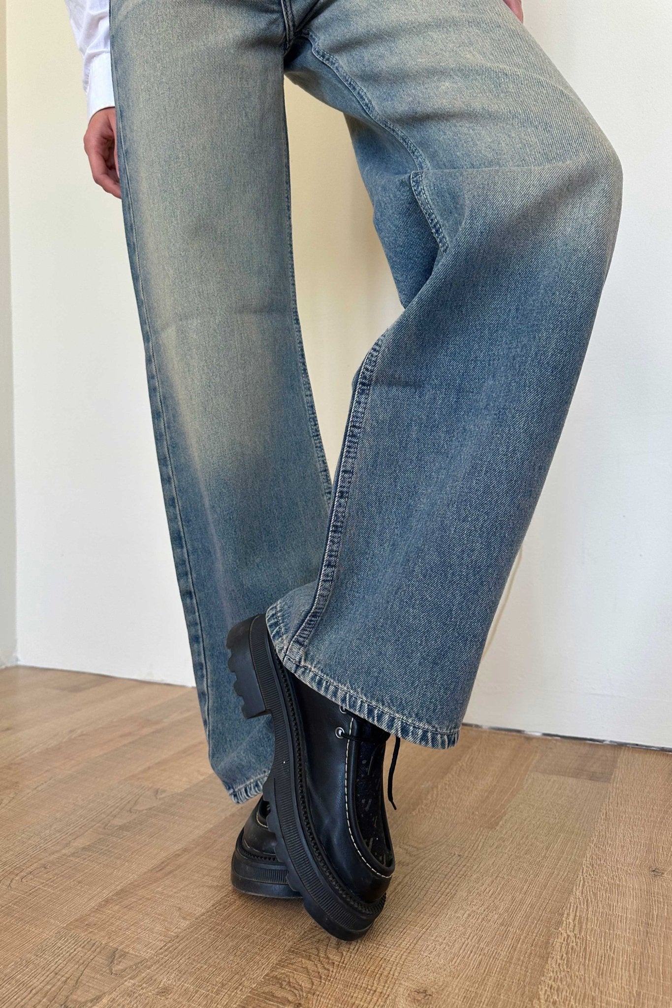 Baggy - High-Waist Retro Vintage Washed Blue Jeans Baggy CIZARO - Cizaro Jeans