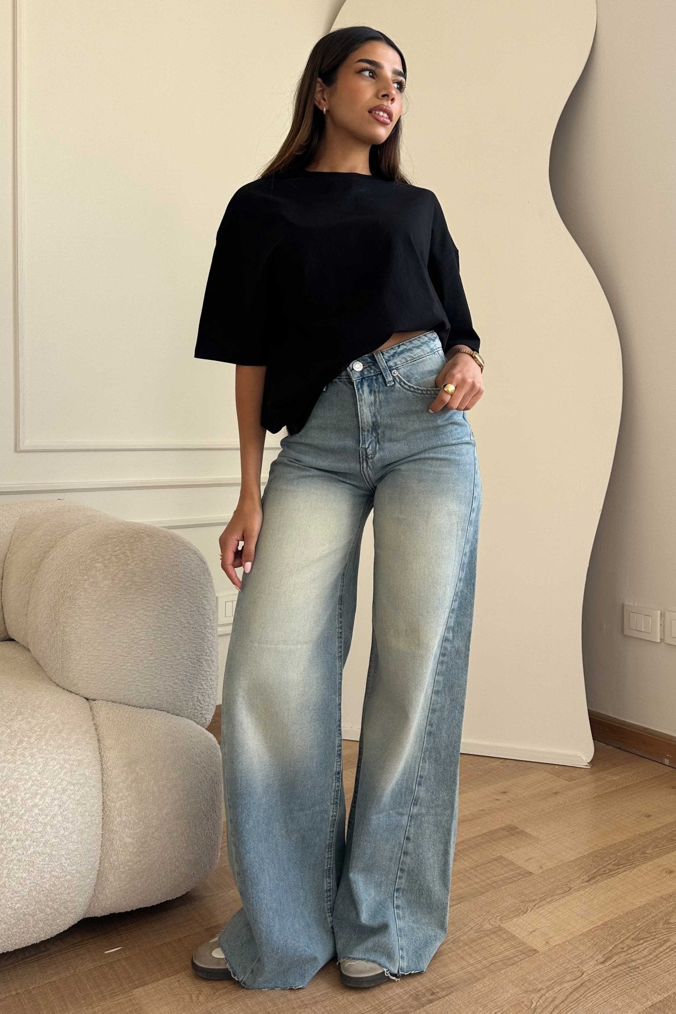 Super Baggy | High-Waist Light Dusty Vintage Blue Jeans Baggy CIZARO - Cizaro Jeans
