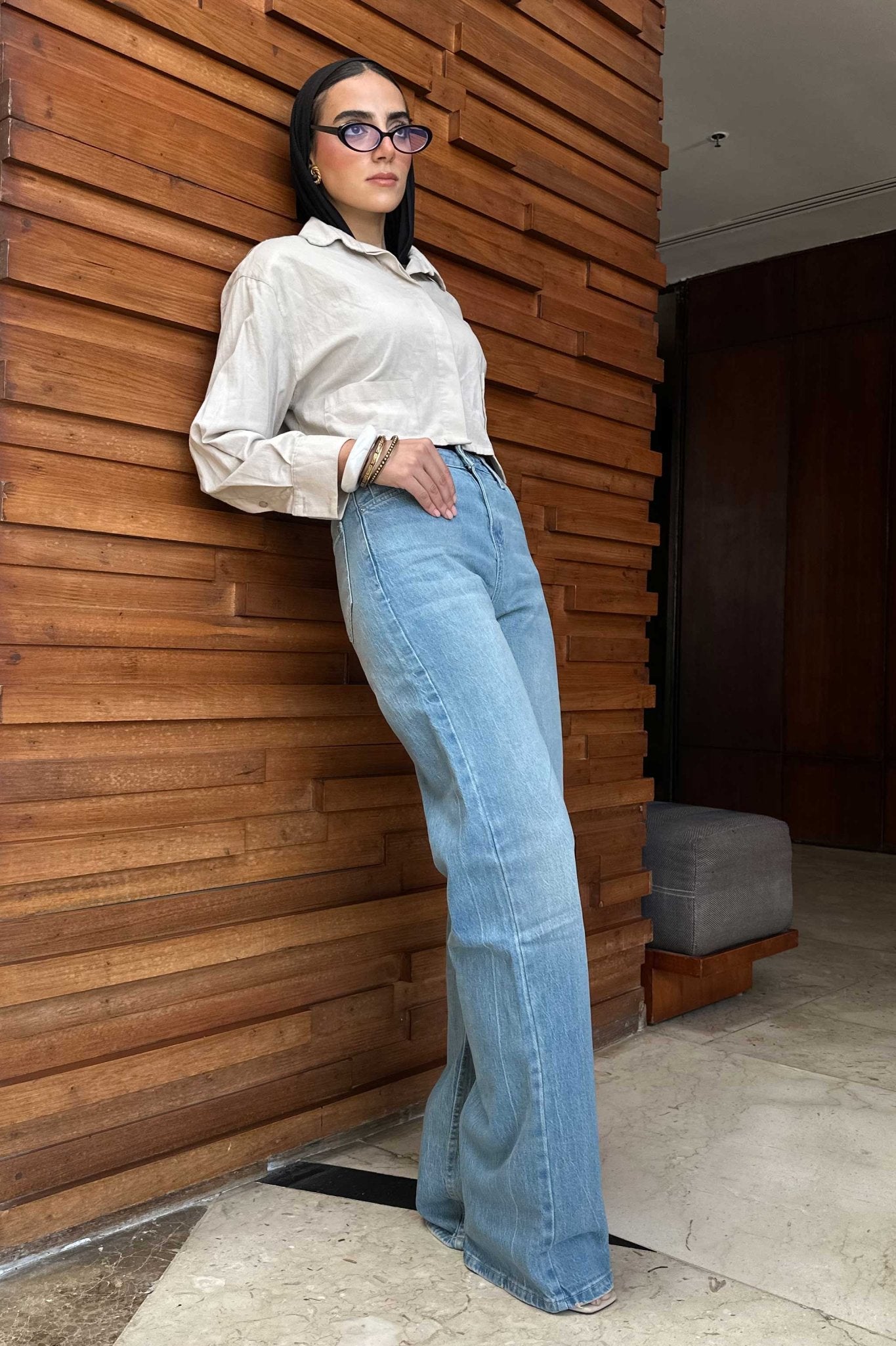 Ultra Comfort Baggy - High-Waist Light Med Vintage Blue Jeans Baggy CIZARO - Cizaro Jeans