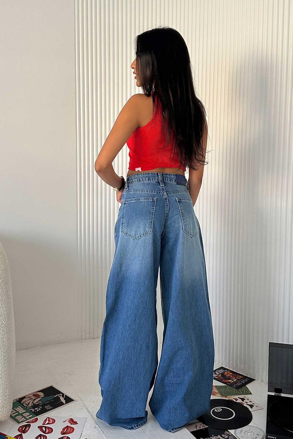 Loose Baggy – Mid Rise Powder Blue Jeans Baggy CIZARO - Cizaro Jeans