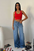Loose Baggy – Mid Rise Powder Blue Jeans Baggy CIZARO - Cizaro Jeans