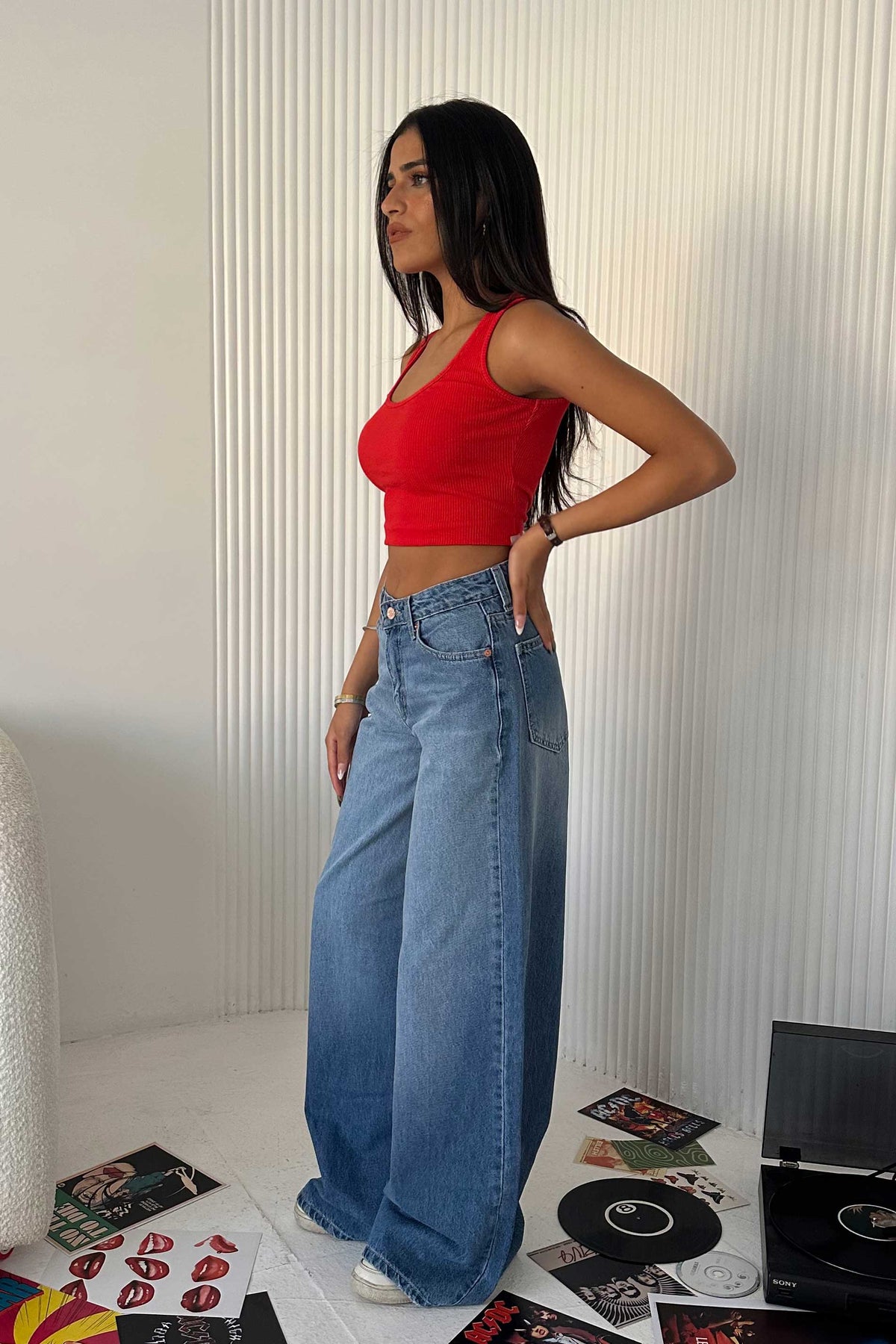 Loose Baggy – Mid Rise Powder Blue Jeans Baggy CIZARO - Cizaro Jeans