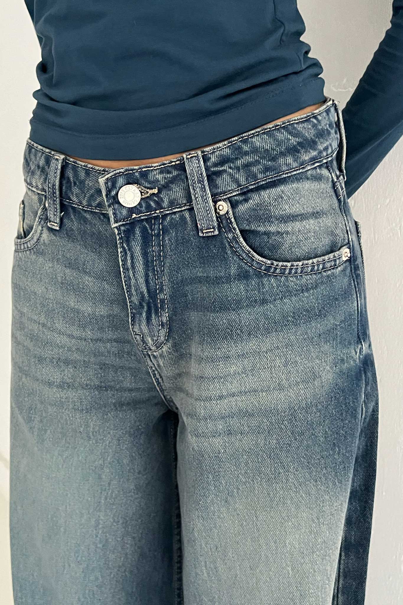 Loose Baggy – Mid Rise Faded Vintage Blue Jeans Baggy CIZARO - Cizaro Jeans