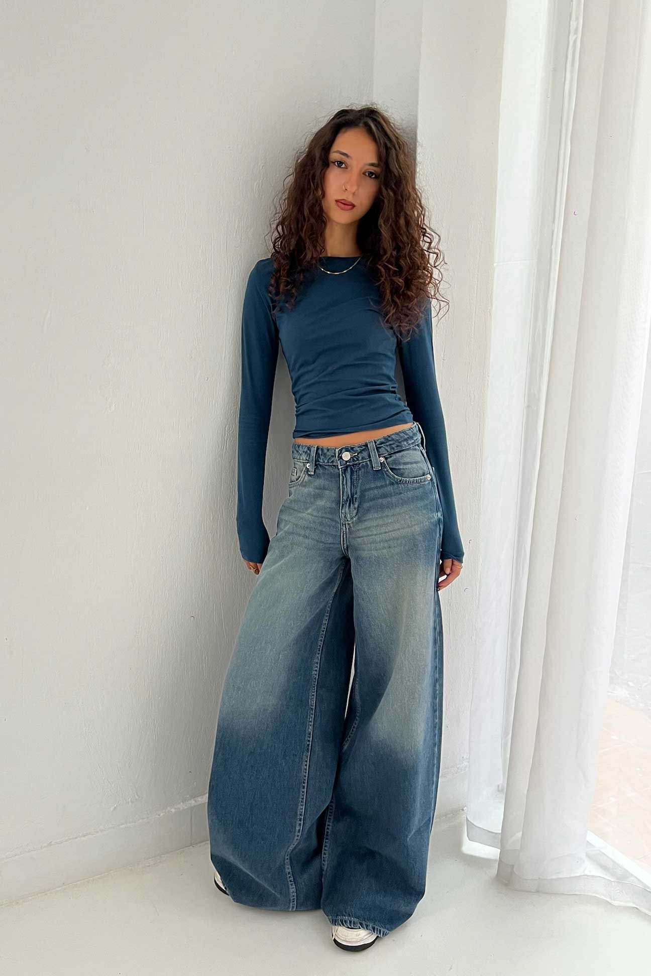 Loose Baggy – Mid Rise Faded Vintage Blue Jeans Baggy CIZARO - Cizaro Jeans