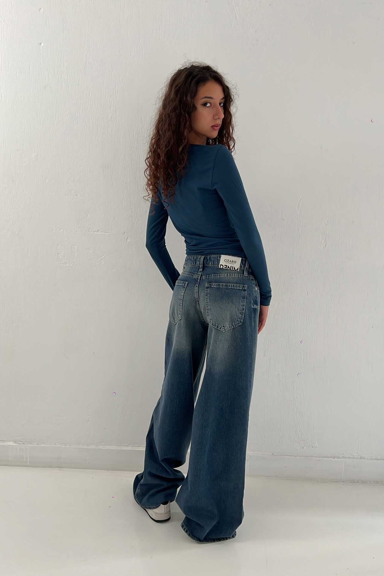 Loose Baggy – Mid Rise Faded Vintage Blue Jeans Baggy CIZARO - Cizaro Jeans