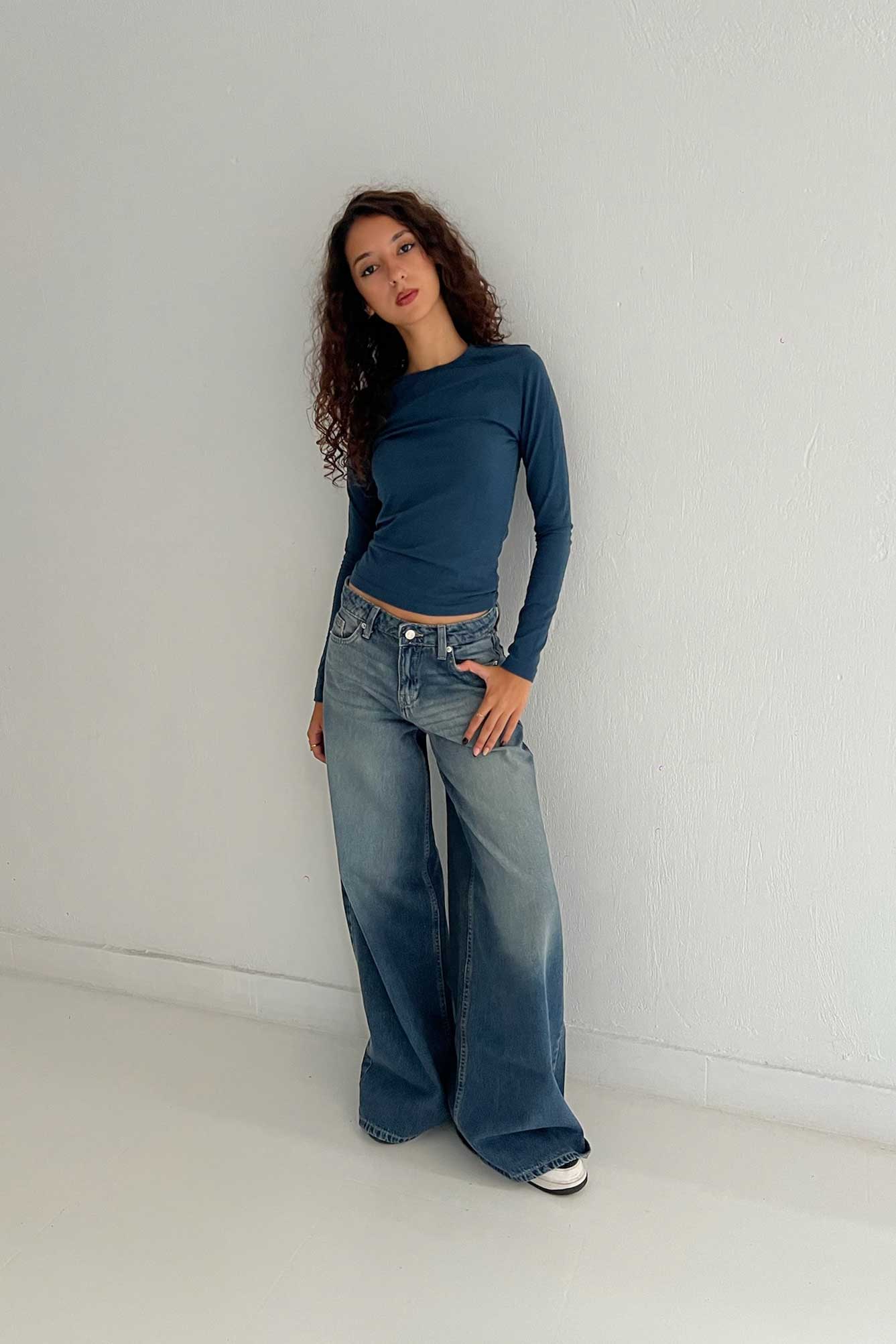 Loose Baggy – Mid Rise Faded Vintage Blue Jeans Baggy CIZARO - Cizaro Jeans