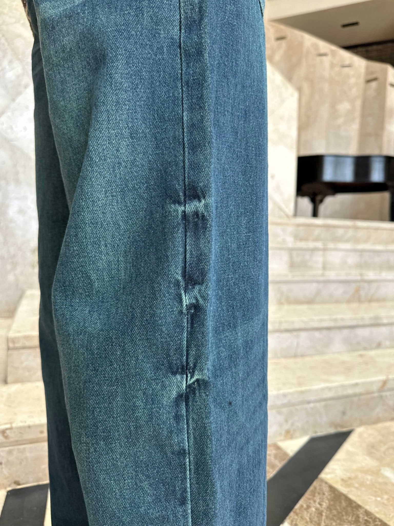 Skater - Flex Waist Deep Vintage Green Jeans Skater CIZARO - Cizaro Jeans