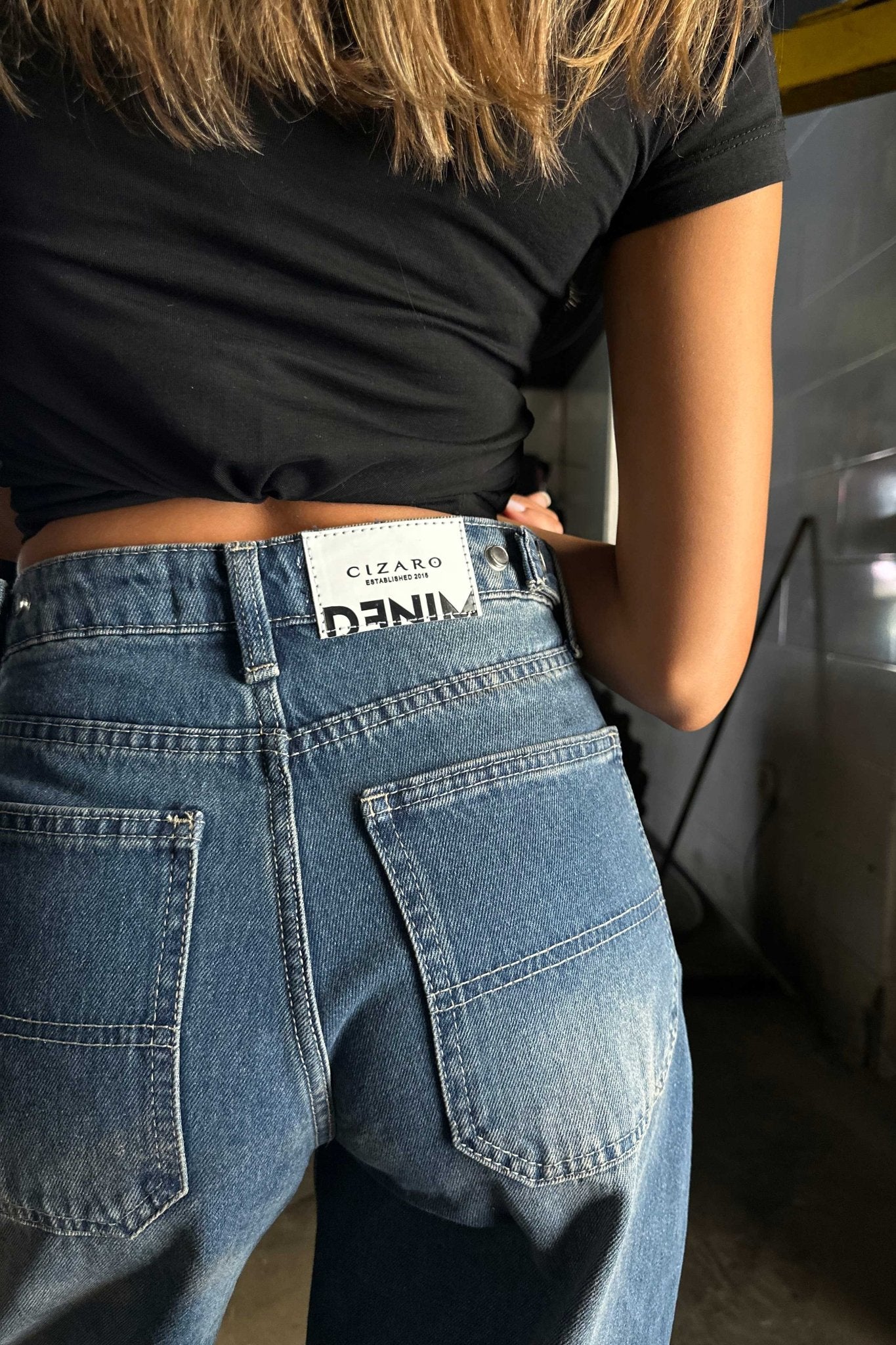 Flex Waist Barrel Fit - Mid Vintage blue Flare CIZARO - Cizaro Jeans