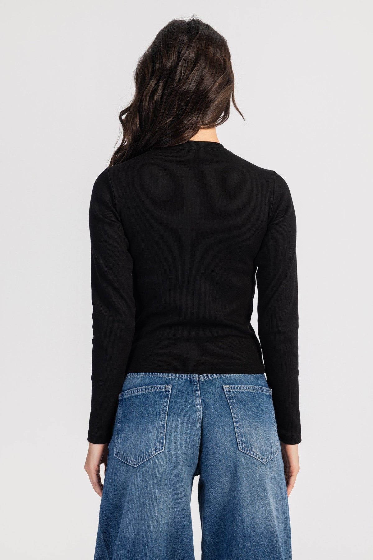 Basic Top – Slim Fit Black Basic Top CIZARO - Cizaro Jeans