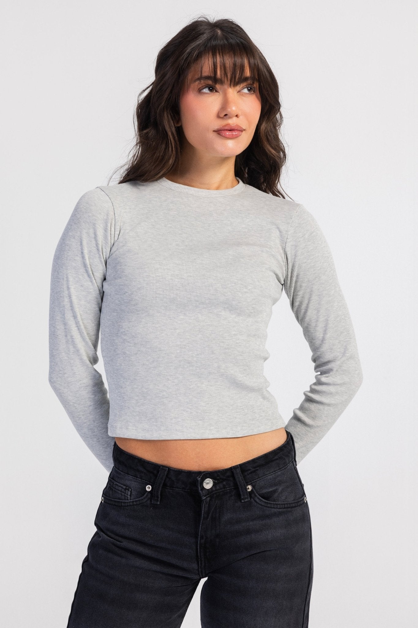 Basic Top – Slim Fit Grey basic top CIZARO - Cizaro Jeans